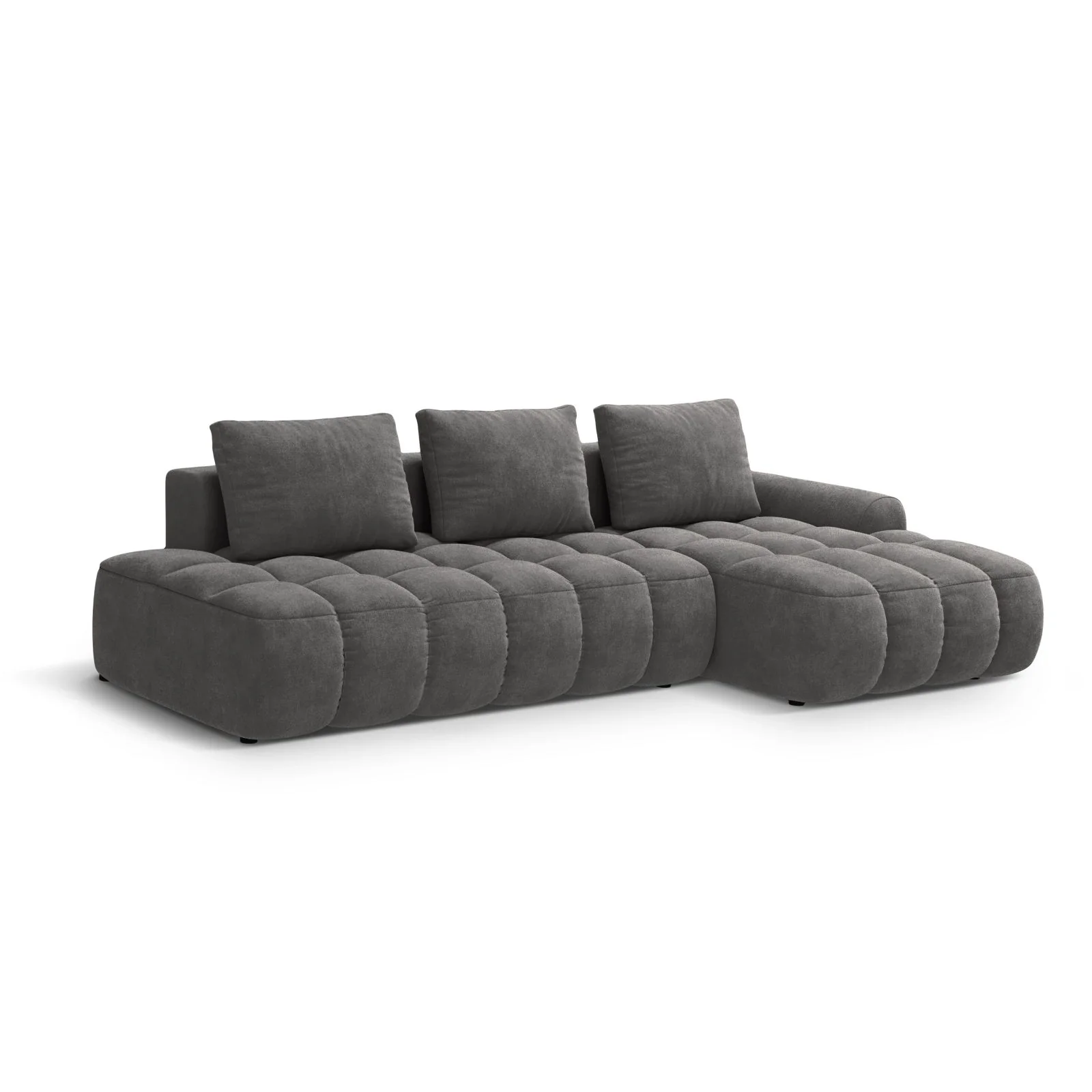 Linz 3-Sitzer Ecksofa mit Schlaffunktion, Rechte Seite, aus Samt oder Strukturstoff, 275x142 cm - Image 36