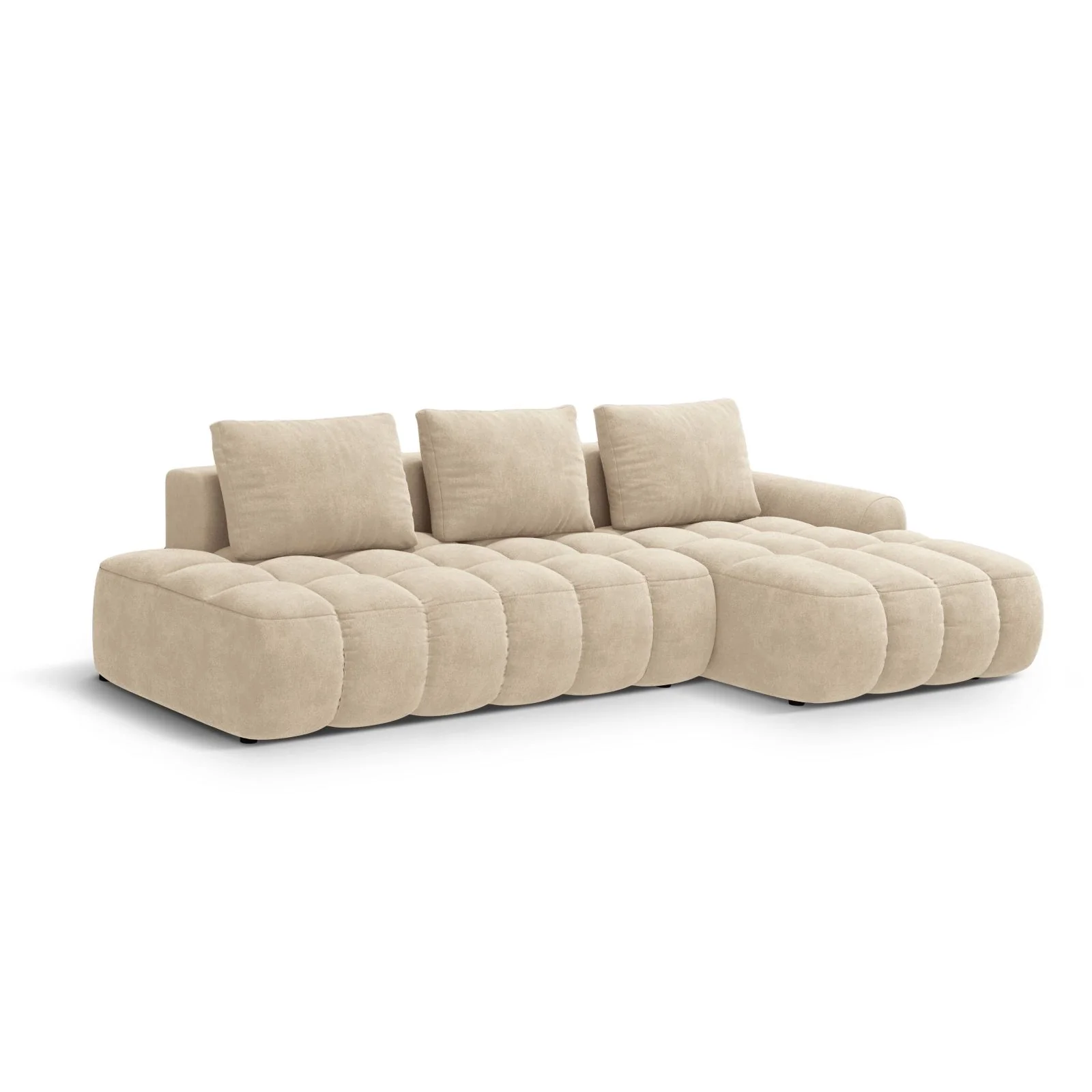 Linz 3-Sitzer Ecksofa mit Schlaffunktion, Rechte Seite, aus Samt oder Strukturstoff, 275x142 cm - Image 4