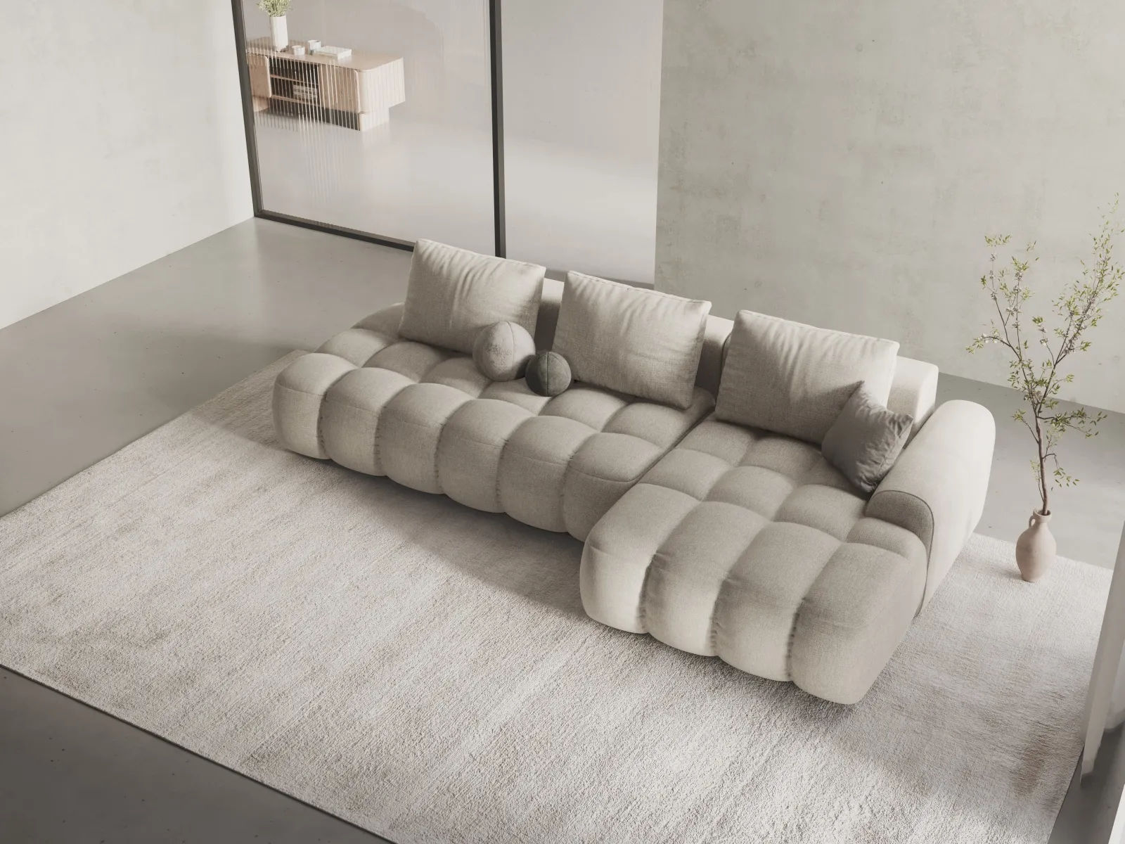 Linz 3-Sitzer Ecksofa mit Schlaffunktion, Rechte Seite, aus Samt oder Strukturstoff, 275x142 cm - Image 42