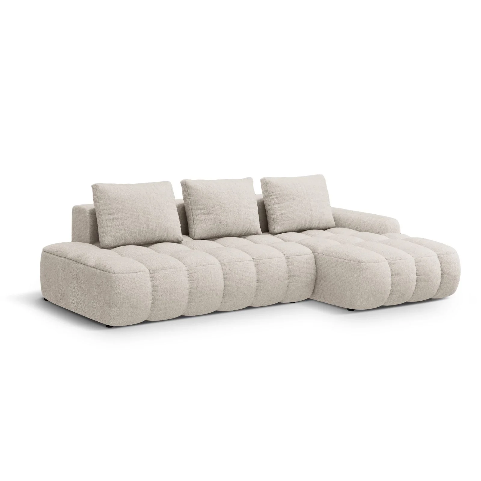 Linz 3-Sitzer Ecksofa mit Schlaffunktion, Rechte Seite, aus Samt oder Strukturstoff, 275x142 cm - Image 44