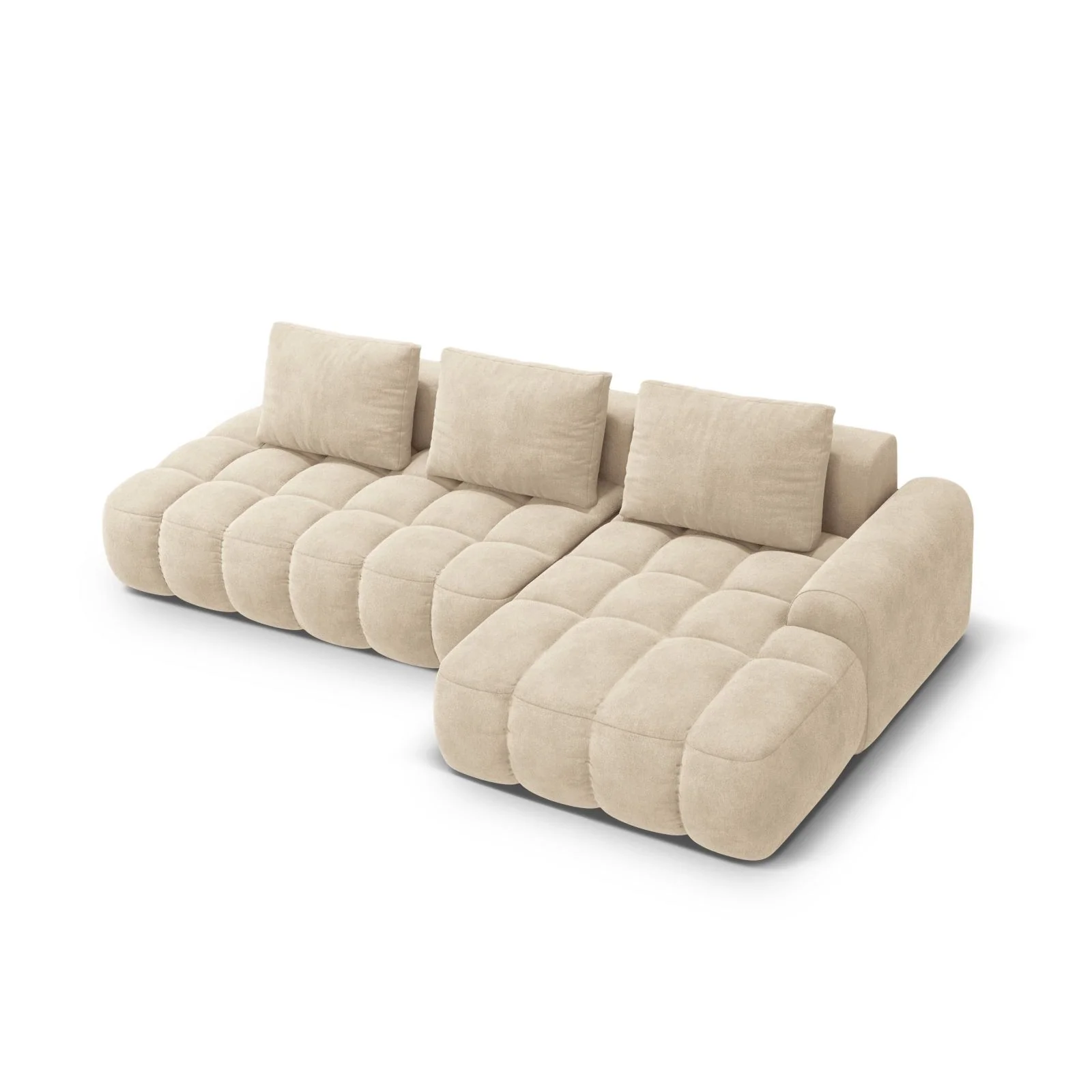 Linz 3-Sitzer Ecksofa mit Schlaffunktion, Rechte Seite, aus Samt oder Strukturstoff, 275x142 cm - Image 5