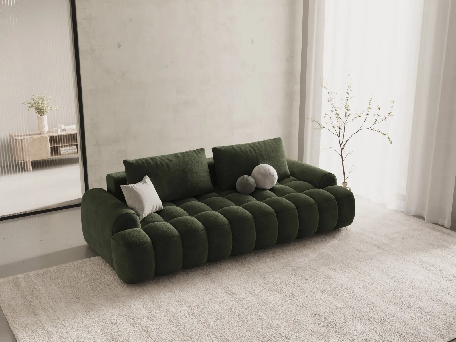 Linz 4-Sitzer Sofa mit Schlaffunktion und Stauraum, aus Samt oder Strukturstoff, 250x100x84 cm - Image 16
