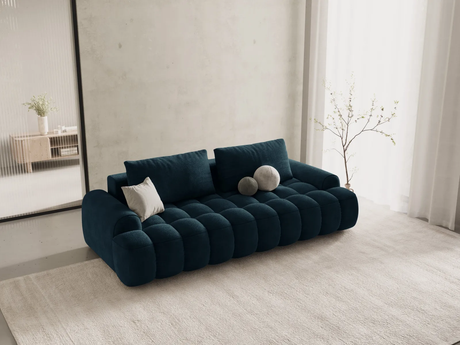 Linz 4-Sitzer Sofa mit Schlaffunktion und Stauraum, aus Samt oder Strukturstoff, 250x100x84 cm - Image 23