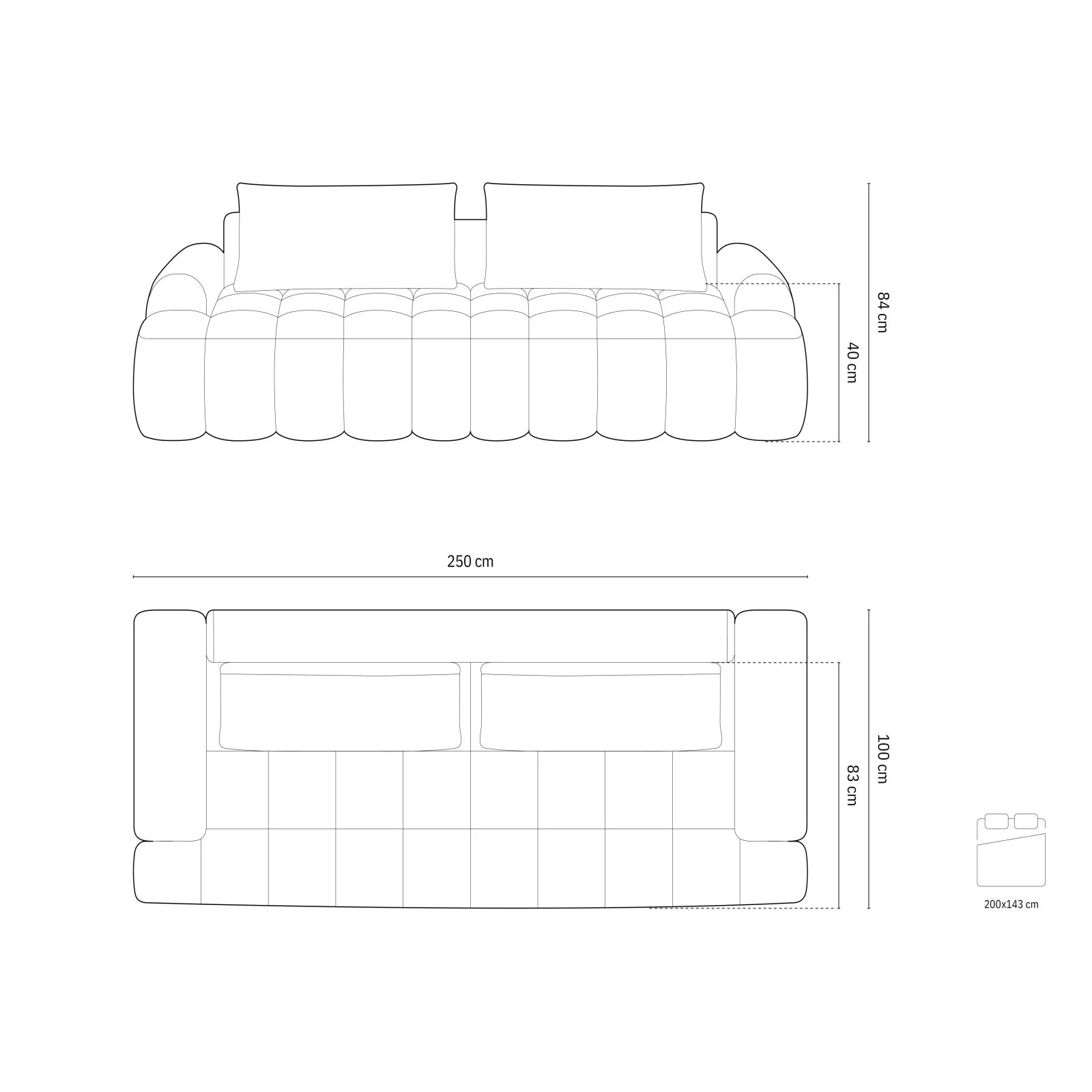 Linz 4-Sitzer Sofa mit Schlaffunktion und Stauraum, aus Samt oder Strukturstoff, 250x100x84 cm - Image 31