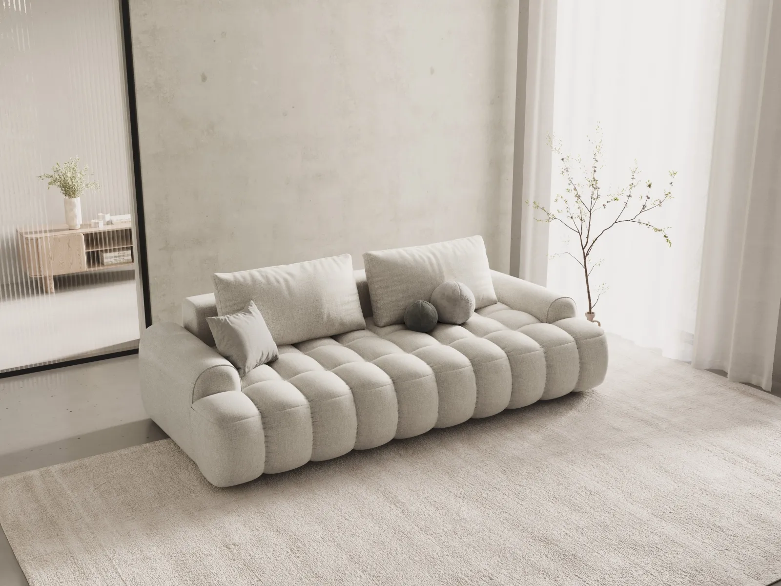 Linz 4-Sitzer Sofa mit Schlaffunktion und Stauraum, aus Samt oder Strukturstoff, 250x100x84 cm - Image 37