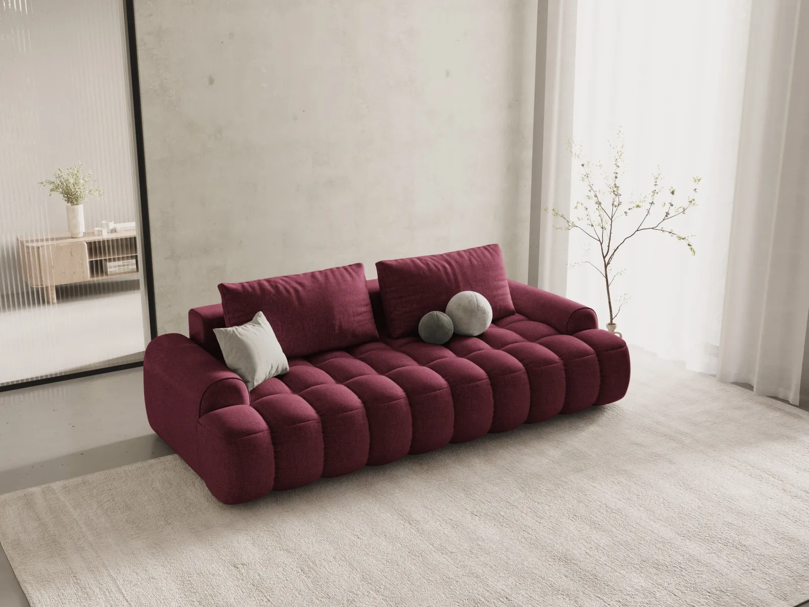 Linz 4-Sitzer Sofa mit Schlaffunktion und Stauraum, aus Samt oder Strukturstoff, 250x100x84 cm - Image 51