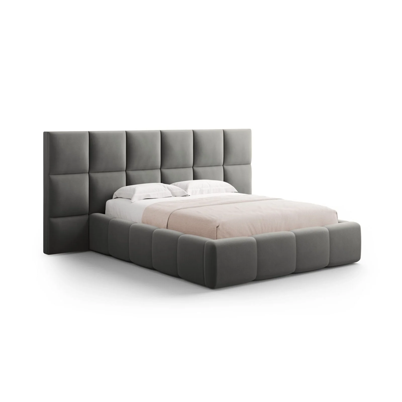 Livigno Bett mit Doppelkopfteil und Stauraum aus Samt oder Strukturstoff, 160x200 cm - Image 21