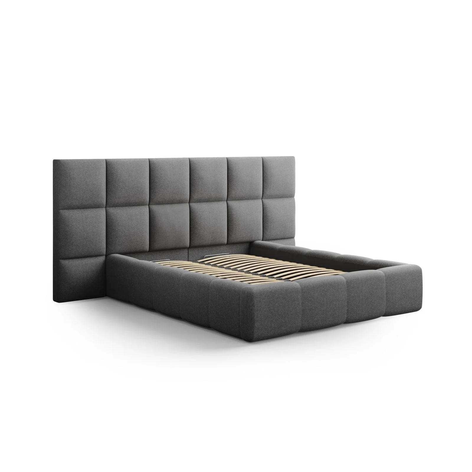 Livigno Bett mit Doppelkopfteil und Stauraum aus Samt oder Strukturstoff, 160x200 cm - Image 41