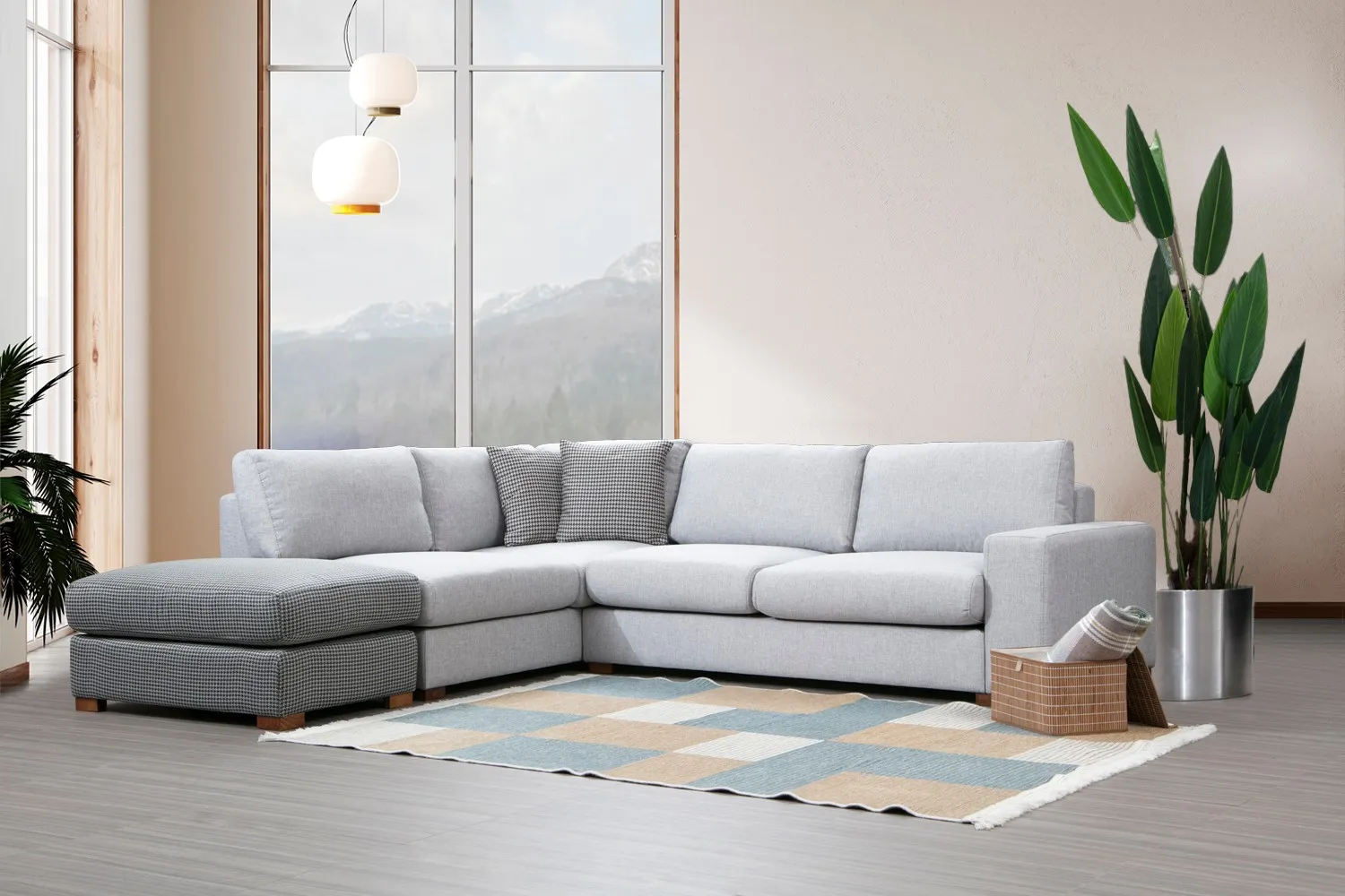 Loop Ecksofa in Grau und Hellgrau, 266x246 cm - Image 2