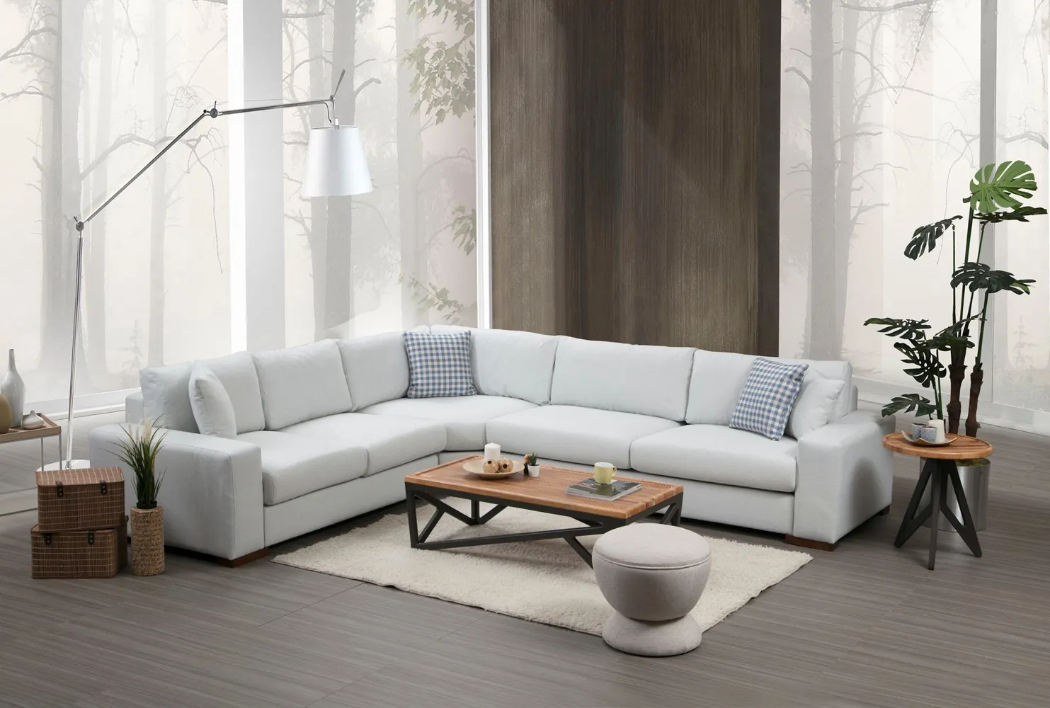 Loop Ecksofa in Weiß, 323x282 cm - Image 2