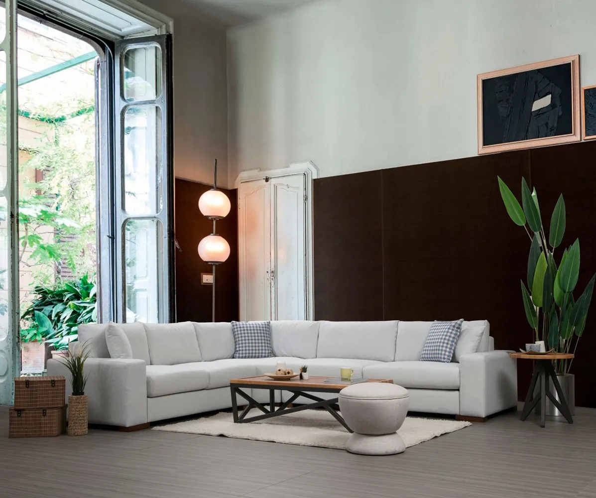 Loop Ecksofa in Weiß, 323x282 cm - Image 3