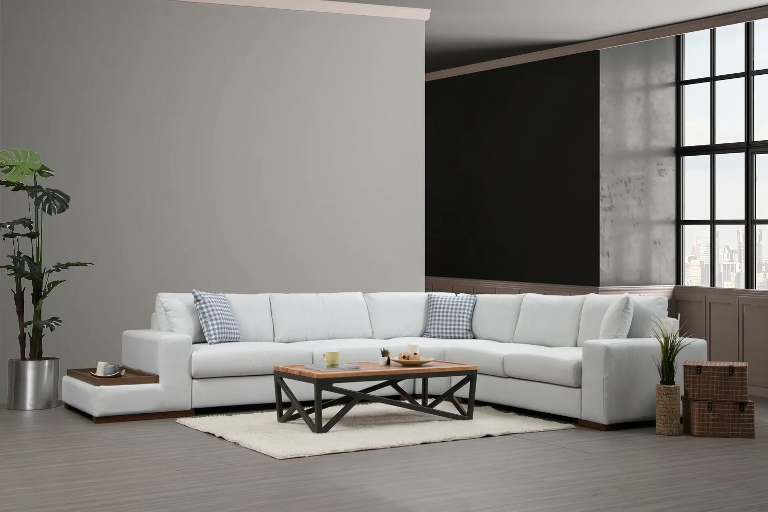 Loop Ecksofa in Weiß, 363x282 cm - Image 13