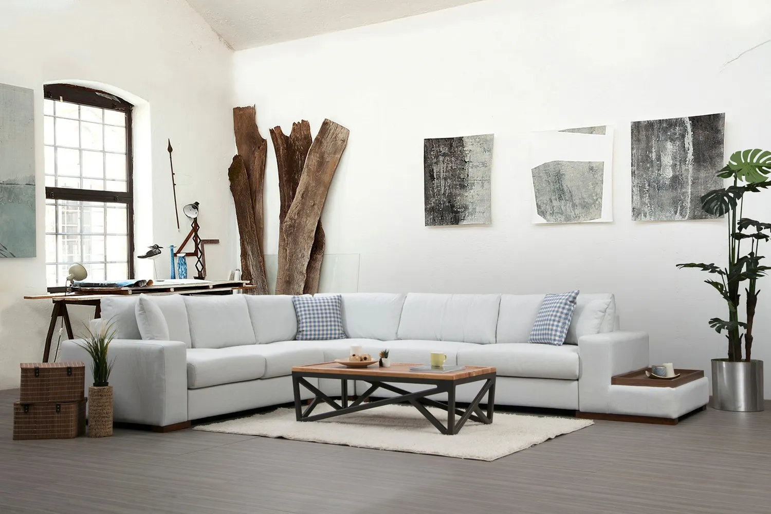 Loop Ecksofa in Weiß, 363x282 cm - Image 2