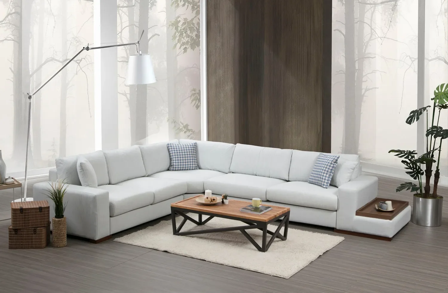 Loop Ecksofa in Weiß, 363x282 cm - Image 4
