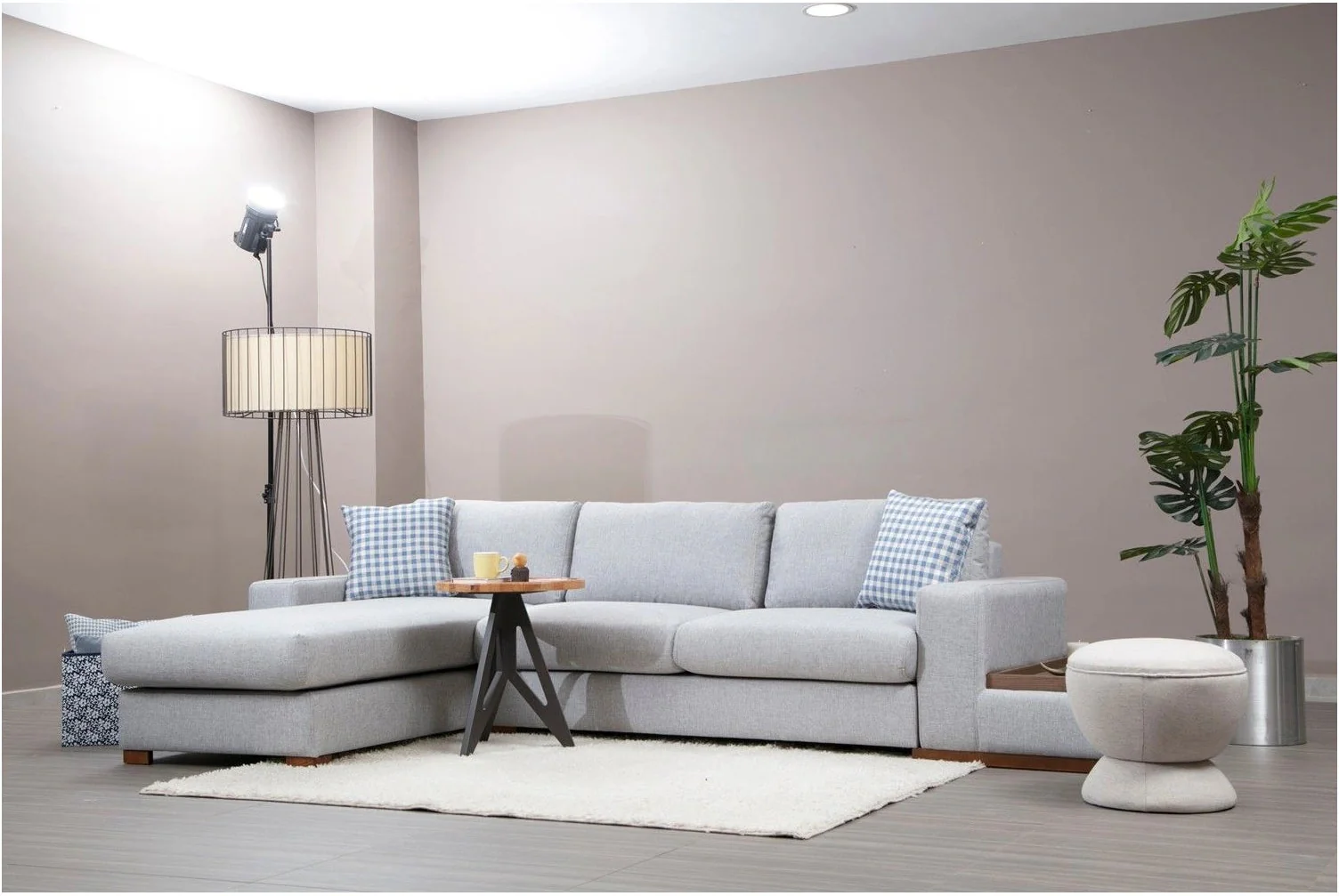 Loop Ecksofa, Linke Seite, in Hellgrau, 322x194 cm - Image 4