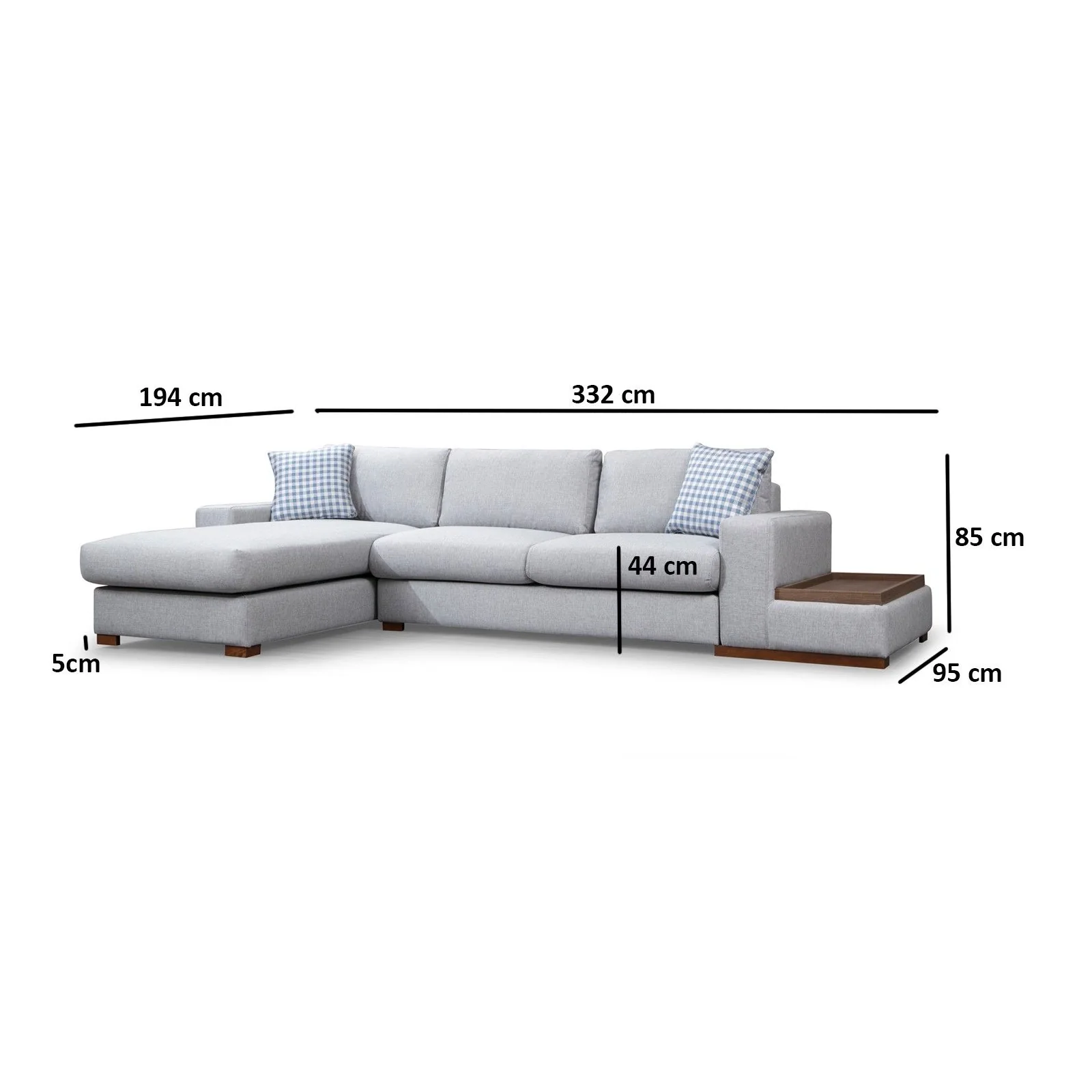 Loop Ecksofa, Linke Seite, in Hellgrau, 322x194 cm - Image 6