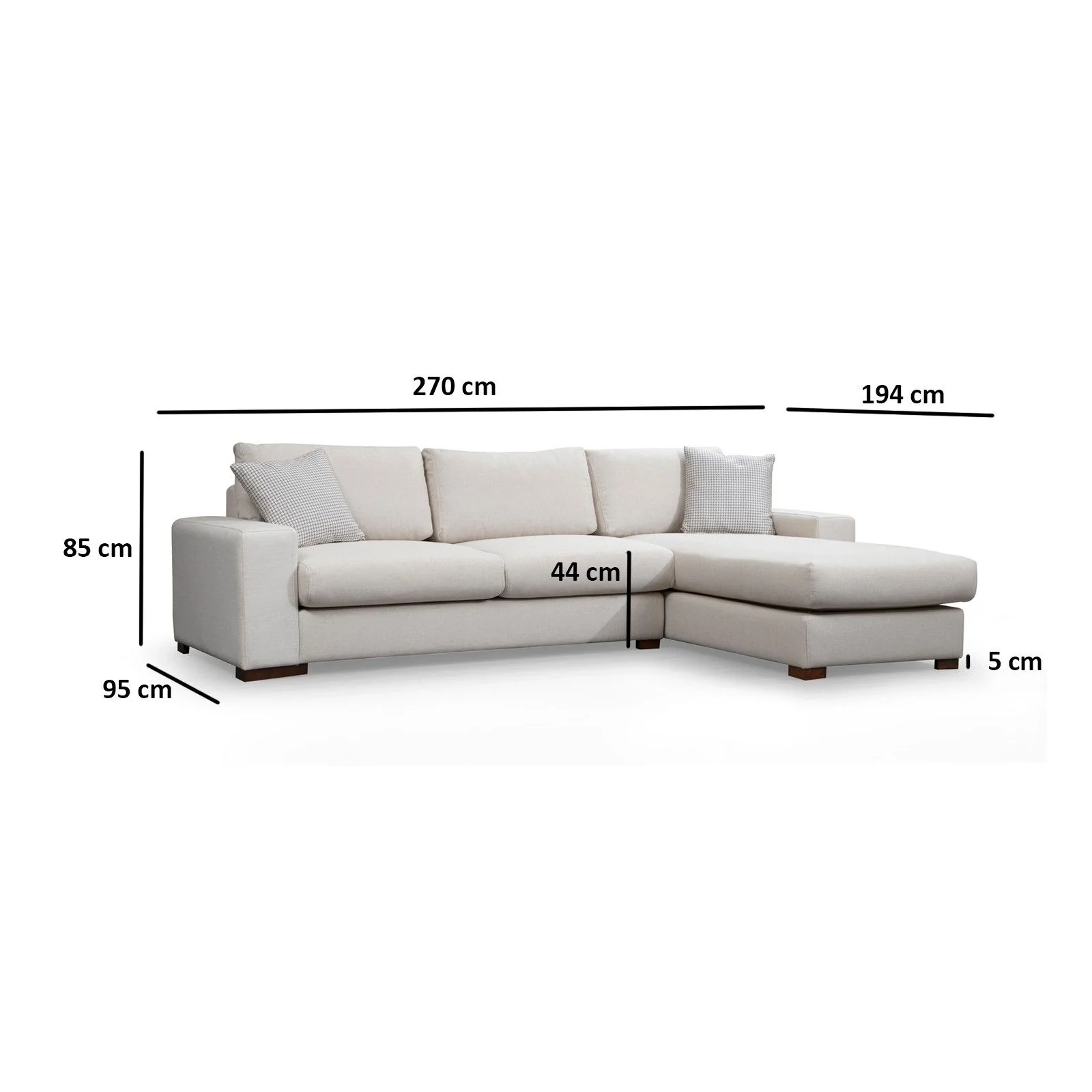 Loop Ecksofa, Rechte Seite, in Weiß, 270x194 cm - Image 7