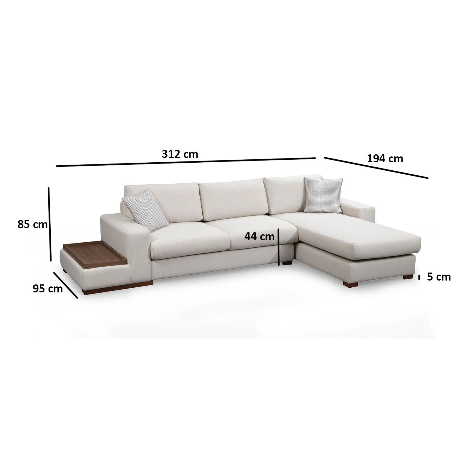 Loop Ecksofa, Rechte Seite, in Weiß, 312x194 cm - Image 7