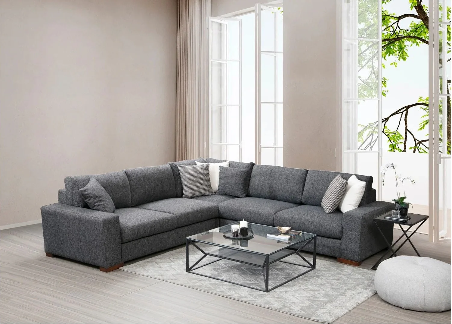 Loop Ecksofa, Symmetrisch, in Anthrazit, 282x282 cm - Image 2