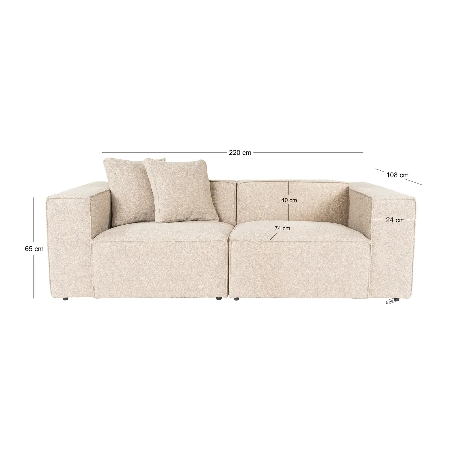 Lora 2-Sitzer Sofa in Mokka, 220x108 cm - Image 13