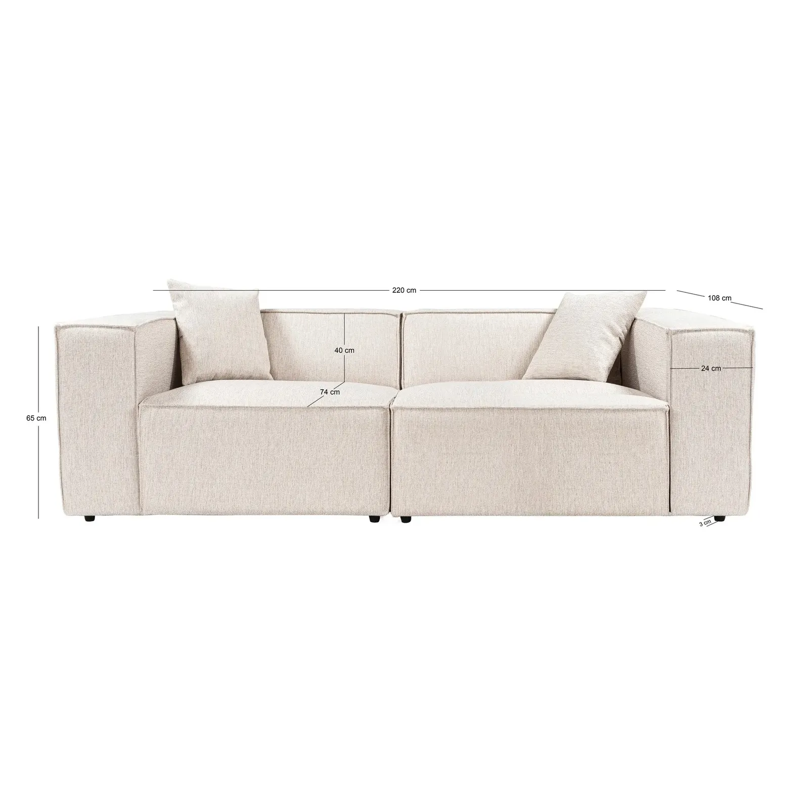 Lora 2-Sitzer Sofa in Mokka, 220x108 cm - Image 26