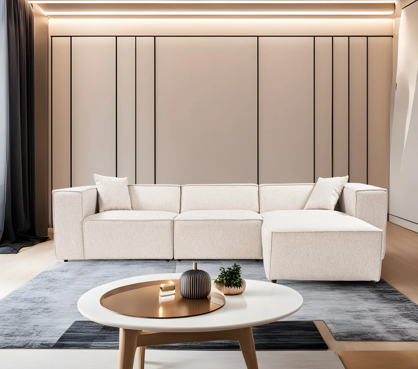 Lora Ecksofa aus Leinen, Rechte Seite, 303x193 cm - Image 25