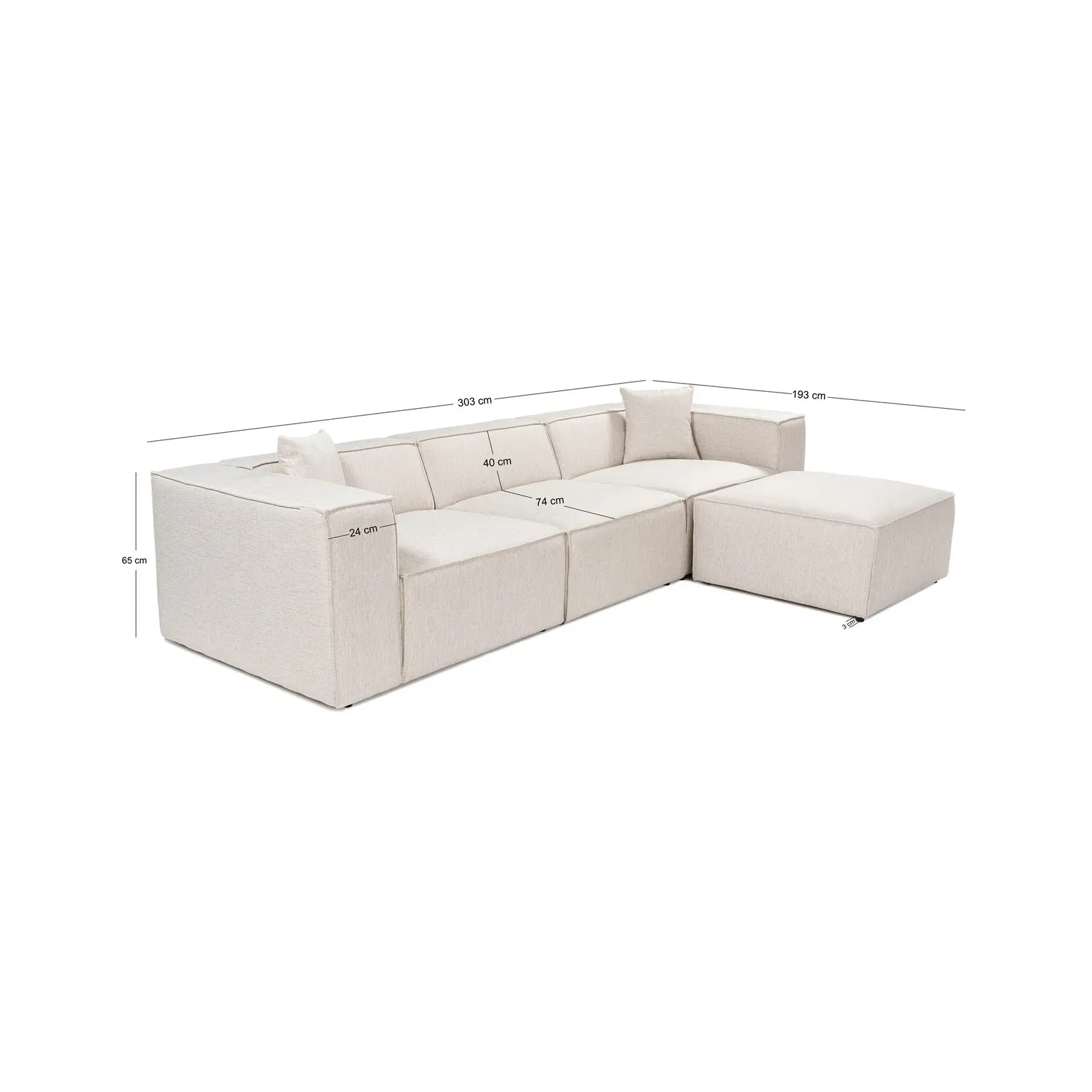 Lora Ecksofa aus Leinen, Rechte Seite, 303x193 cm - Image 29