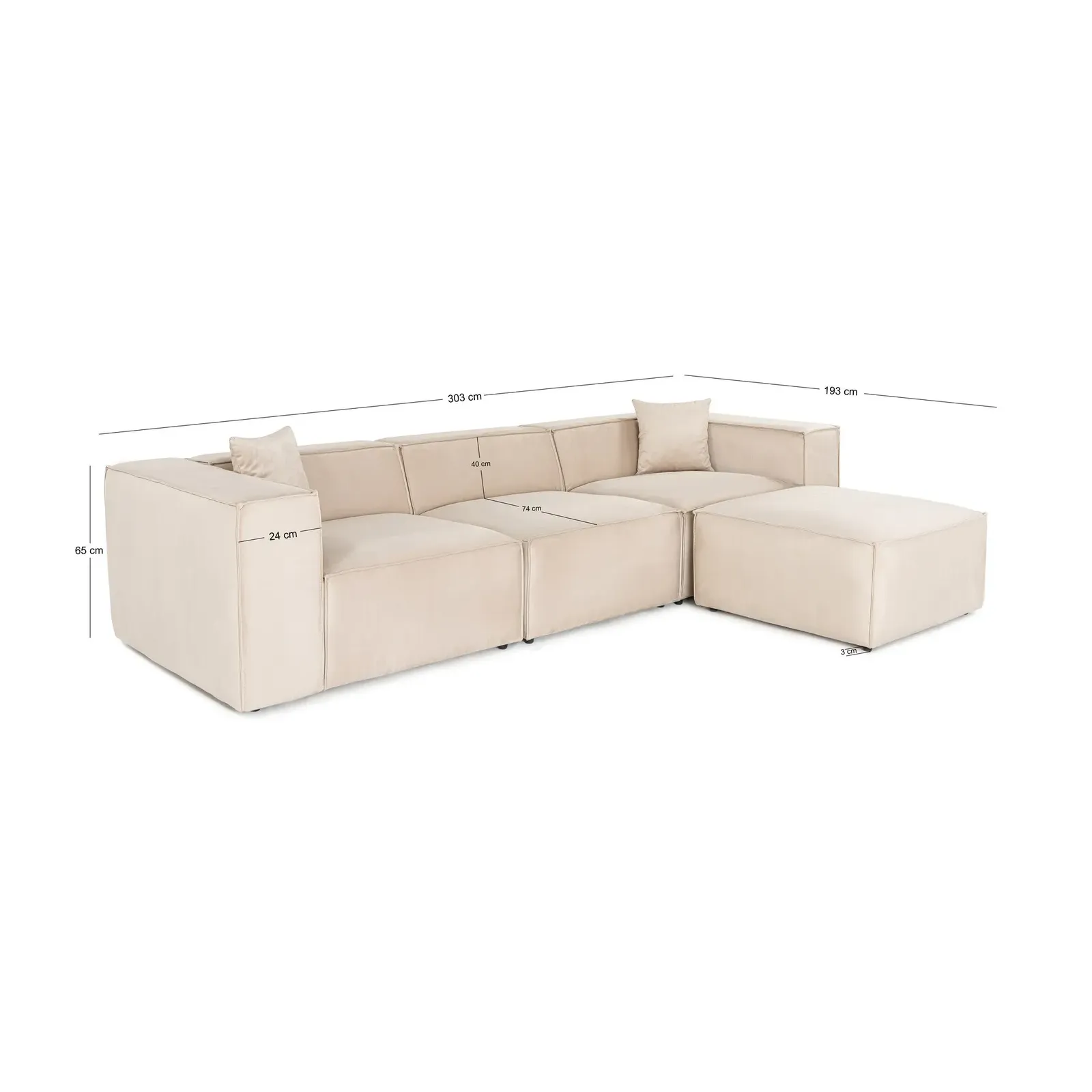 Lora Ecksofa aus Leinen, Rechte Seite, 303x193 cm - Image 47