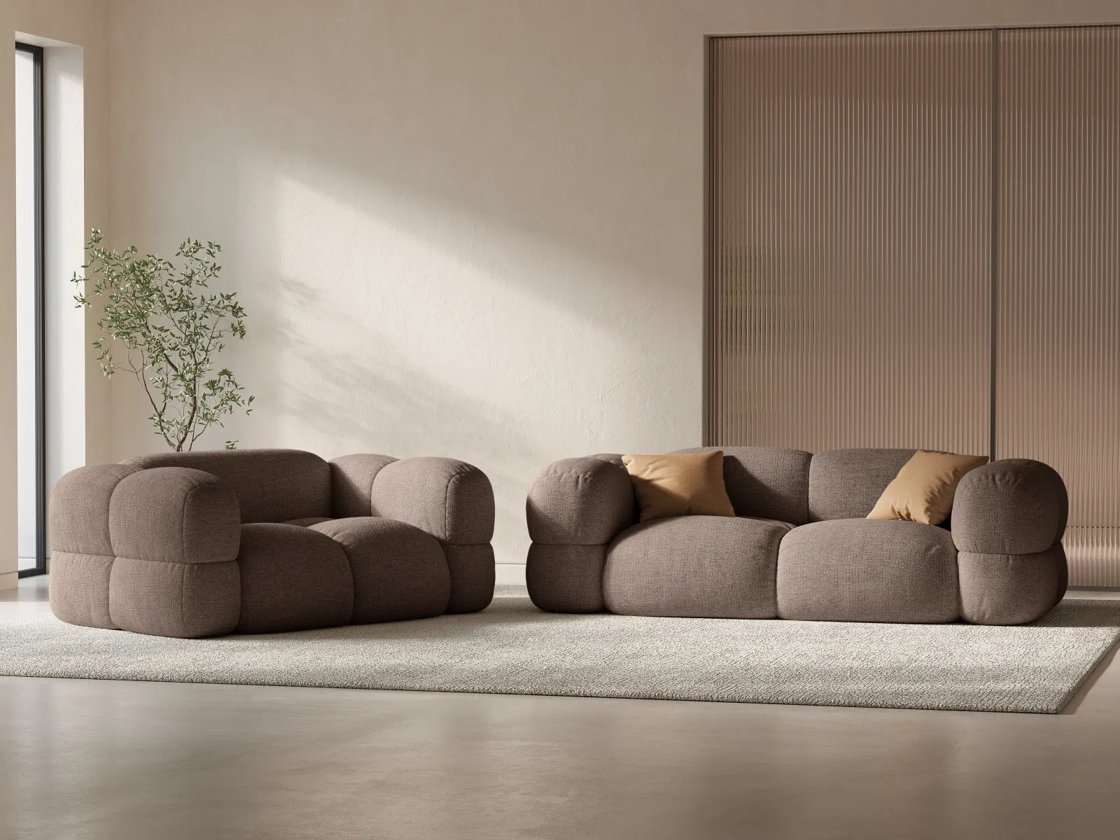 Loretto 2-Sitzer Sofa aus Samt oder Strukturstoff, 180x100 cm - Image 50