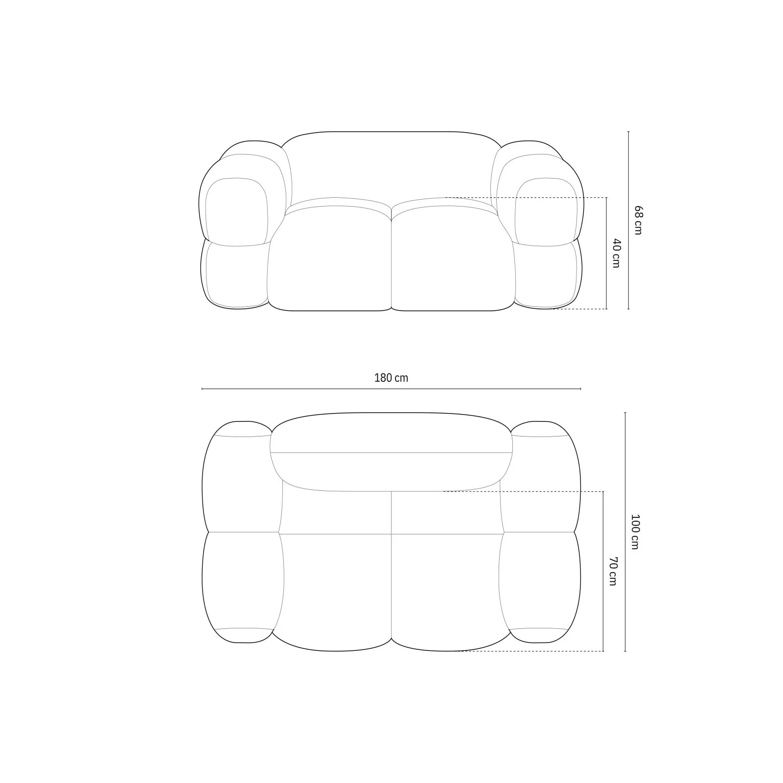 Loretto 2-Sitzer Sofa aus Samt oder Strukturstoff, 180x100 cm - Image 58