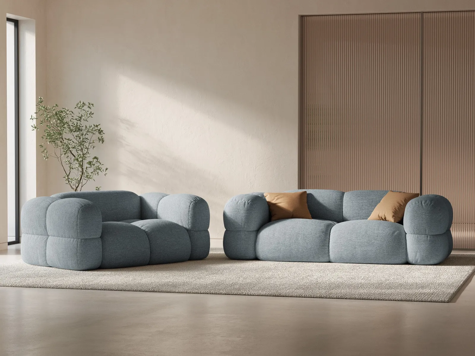 Loretto 3-Sitzer Sofa aus Samt oder Strukturstoff, 210x100x68 cm - Image 65