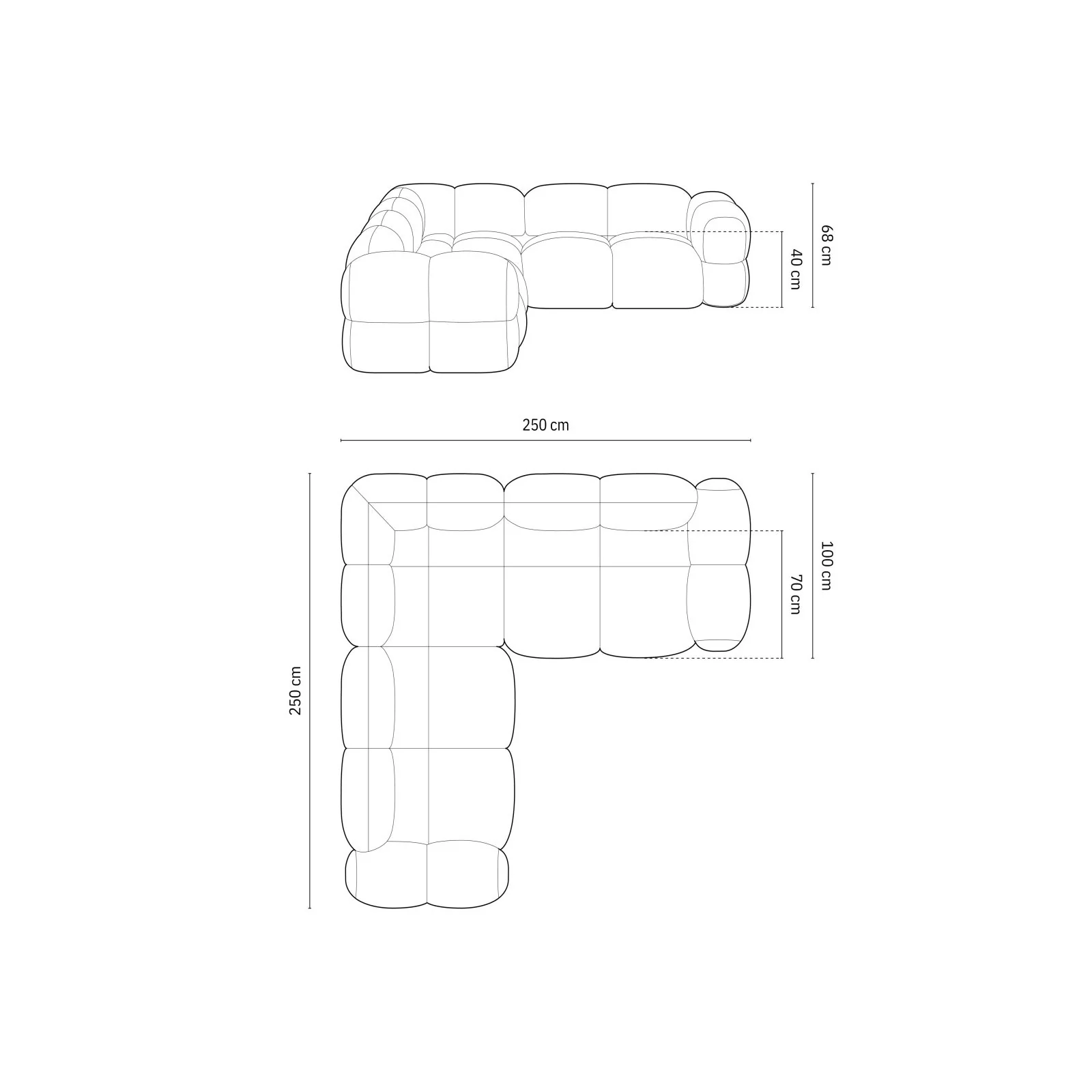 Loretto 4-Sitzer Ecksofa, symmetrisch, aus Samt oder Strukturstoff, 250x250x68 cm - Image 10