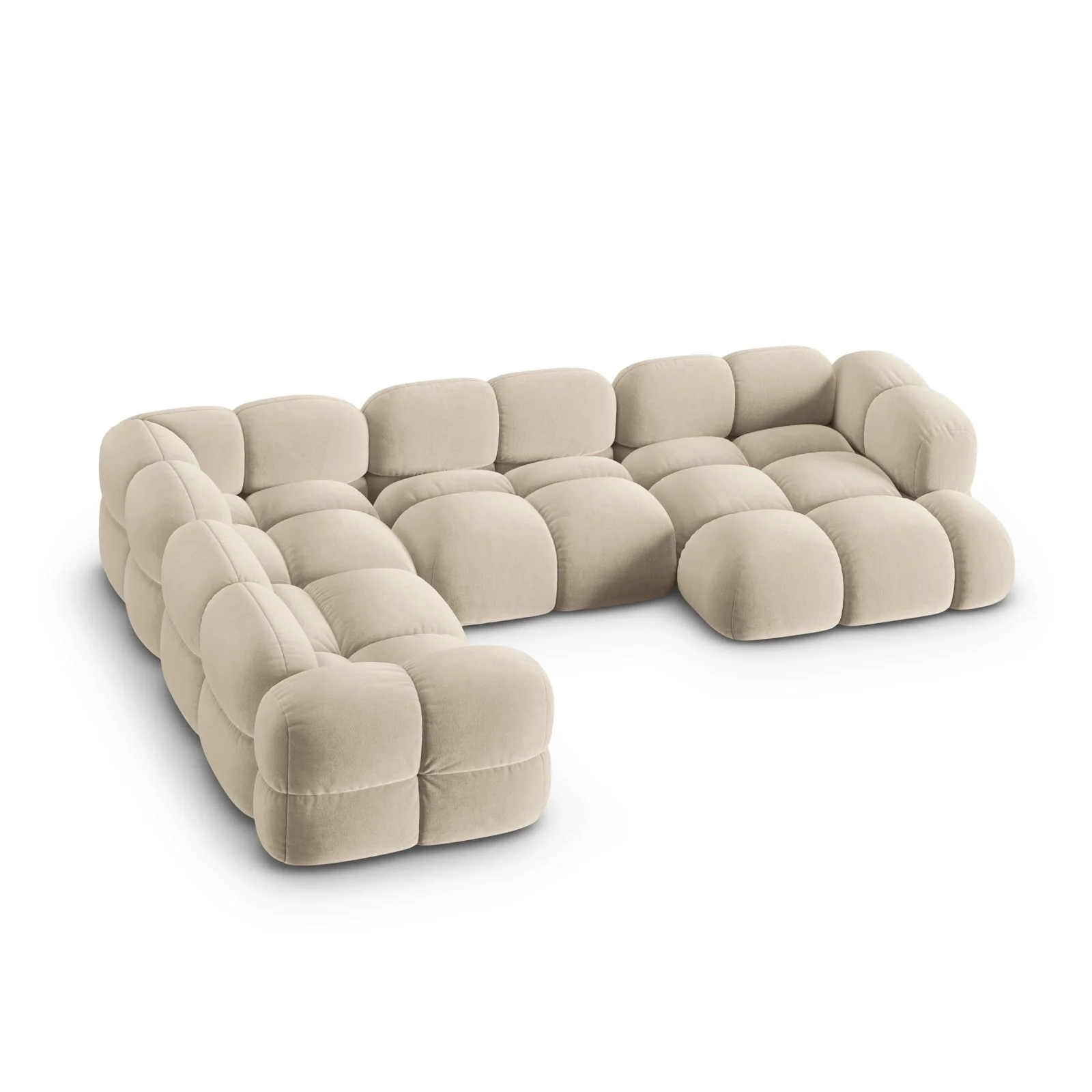 Loretto 5-Sitzer Panorama Ecksofa, Linke Seite, aus Samt oder Strukturstoff, 345x250x68 cm - Image 4