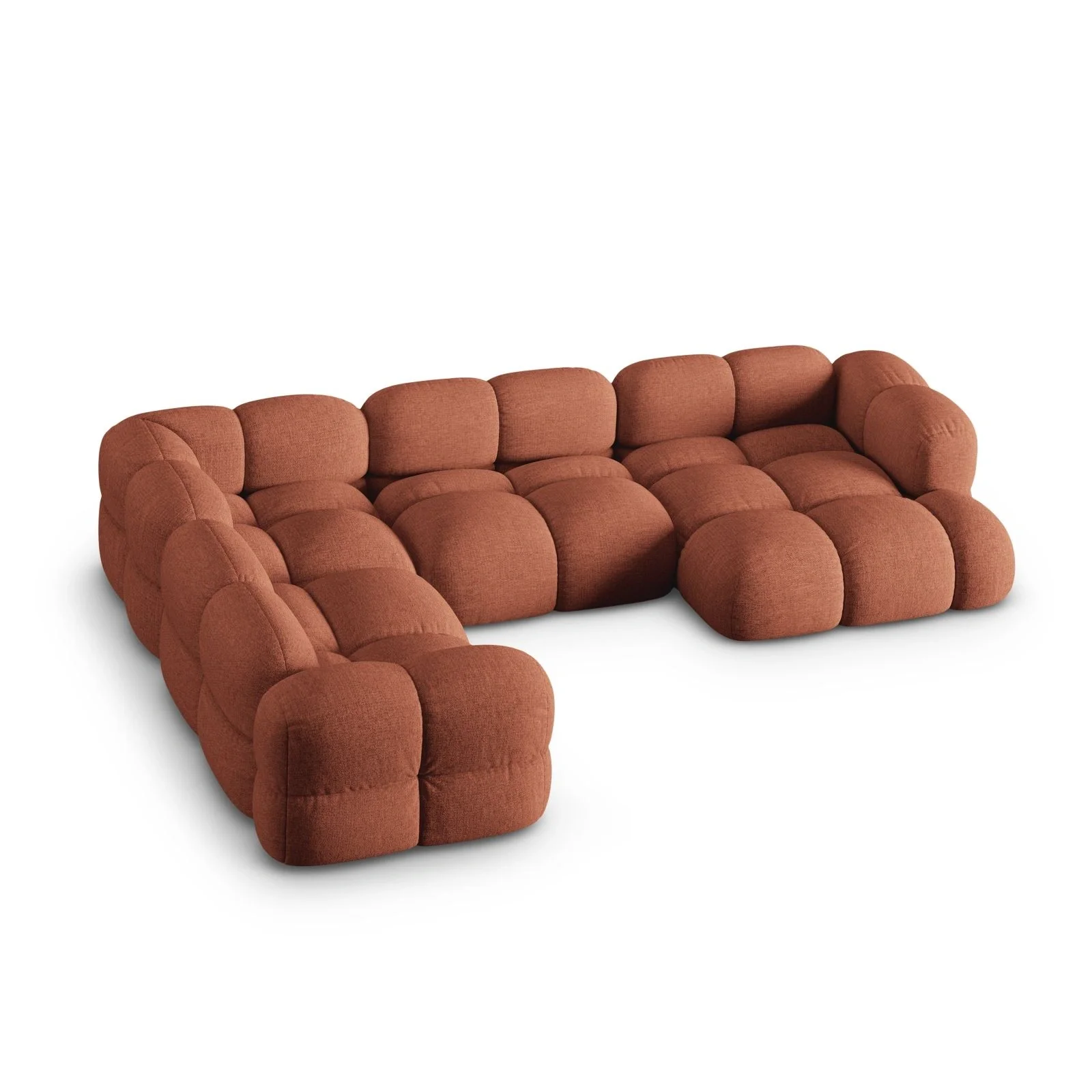 Loretto 5-Sitzer Panorama Ecksofa, Linke Seite, aus Samt oder Strukturstoff, 345x250x68 cm - Image 52