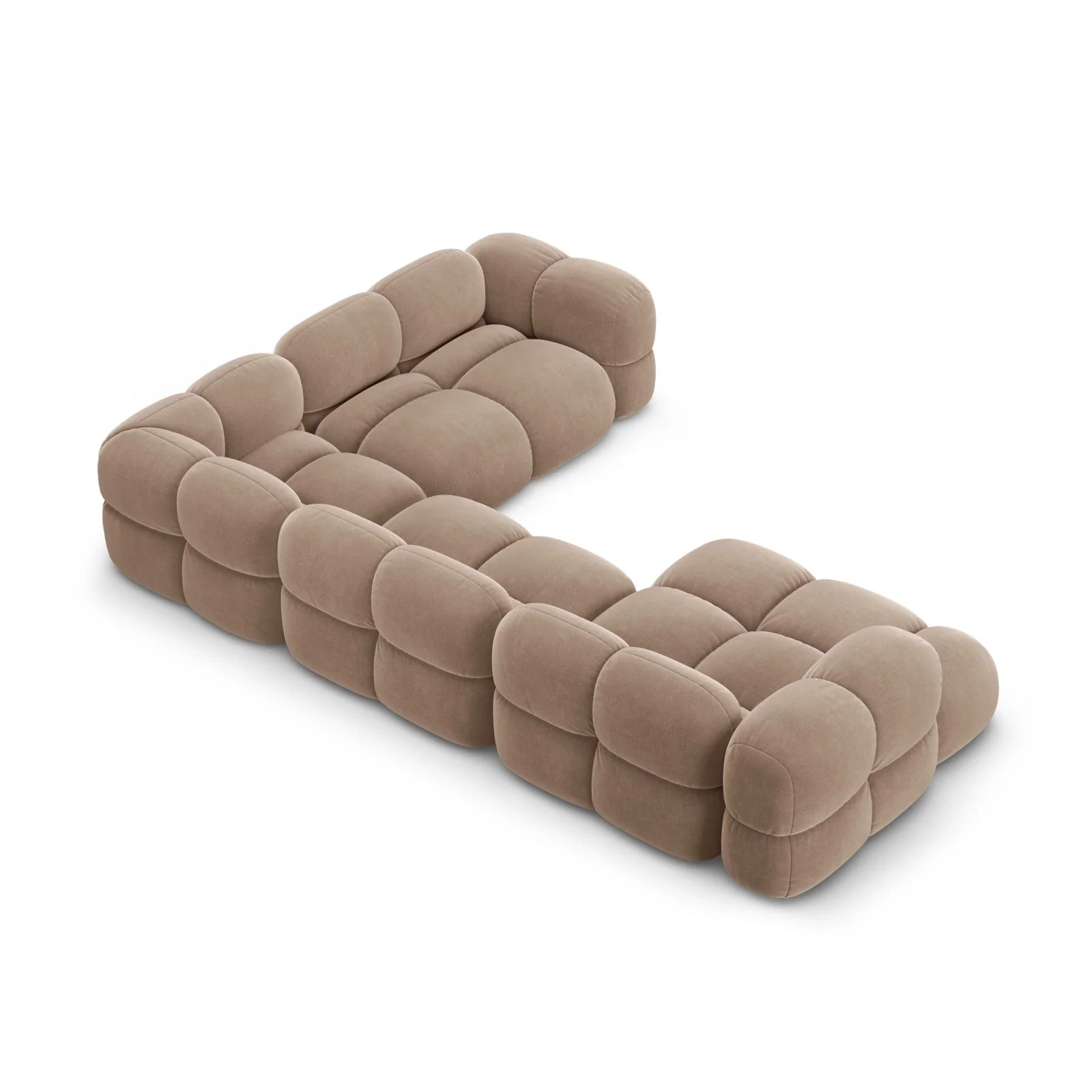 Loretto 5-Sitzer Panorama Ecksofa, Rechte Seite, aus Samt oder Strukturstoff, 345x250x68 cm - Image 11