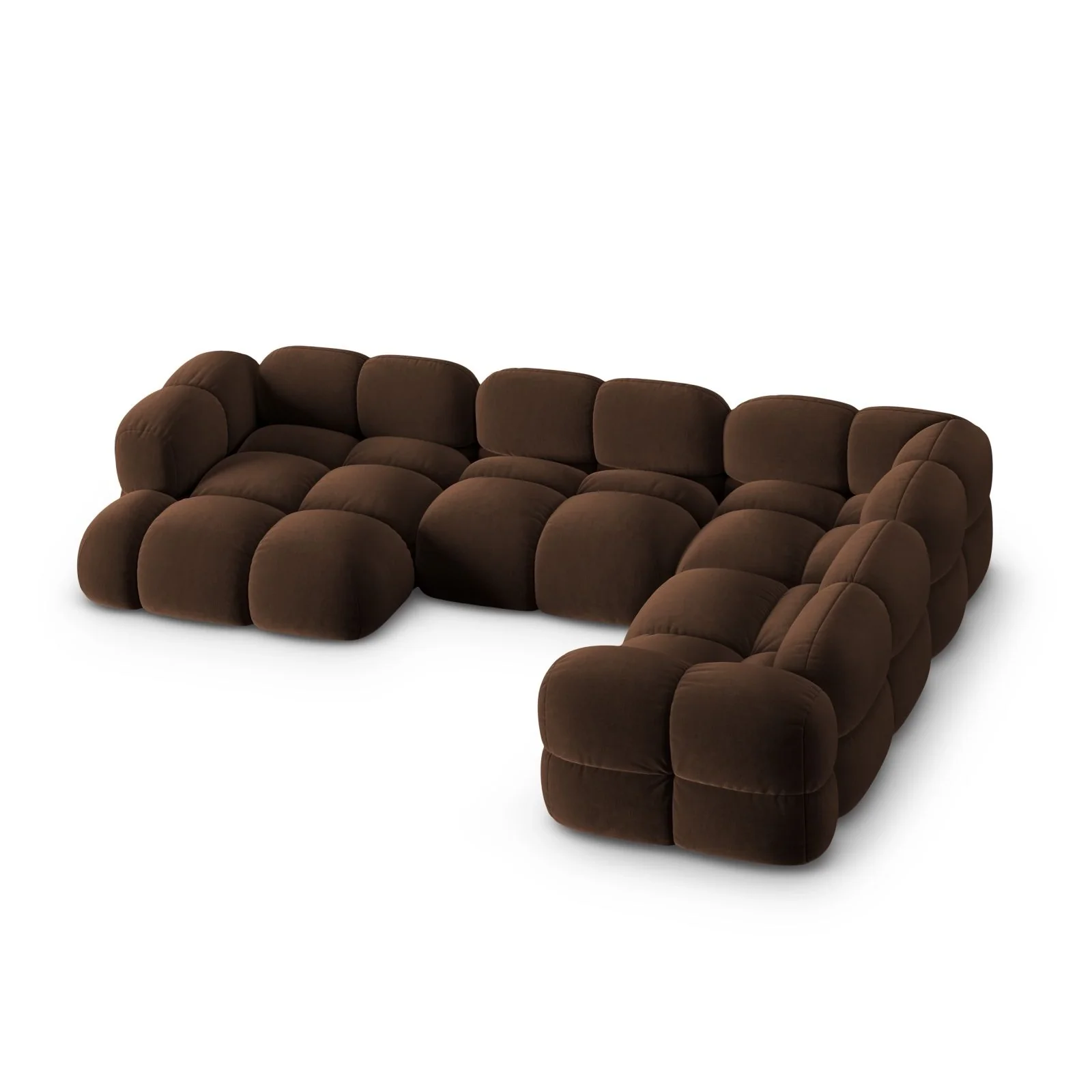 Loretto 5-Sitzer Panorama Ecksofa, Rechte Seite, aus Samt oder Strukturstoff, 345x250x68 cm - Image 16