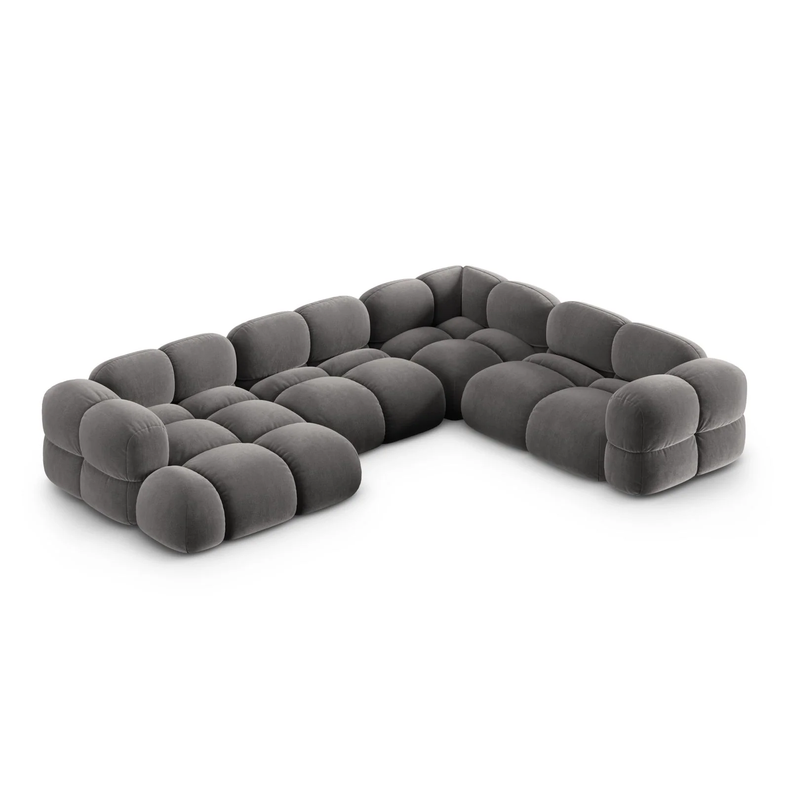 Loretto 5-Sitzer Panorama Ecksofa, Rechte Seite, aus Samt oder Strukturstoff, 345x250x68 cm - Image 31