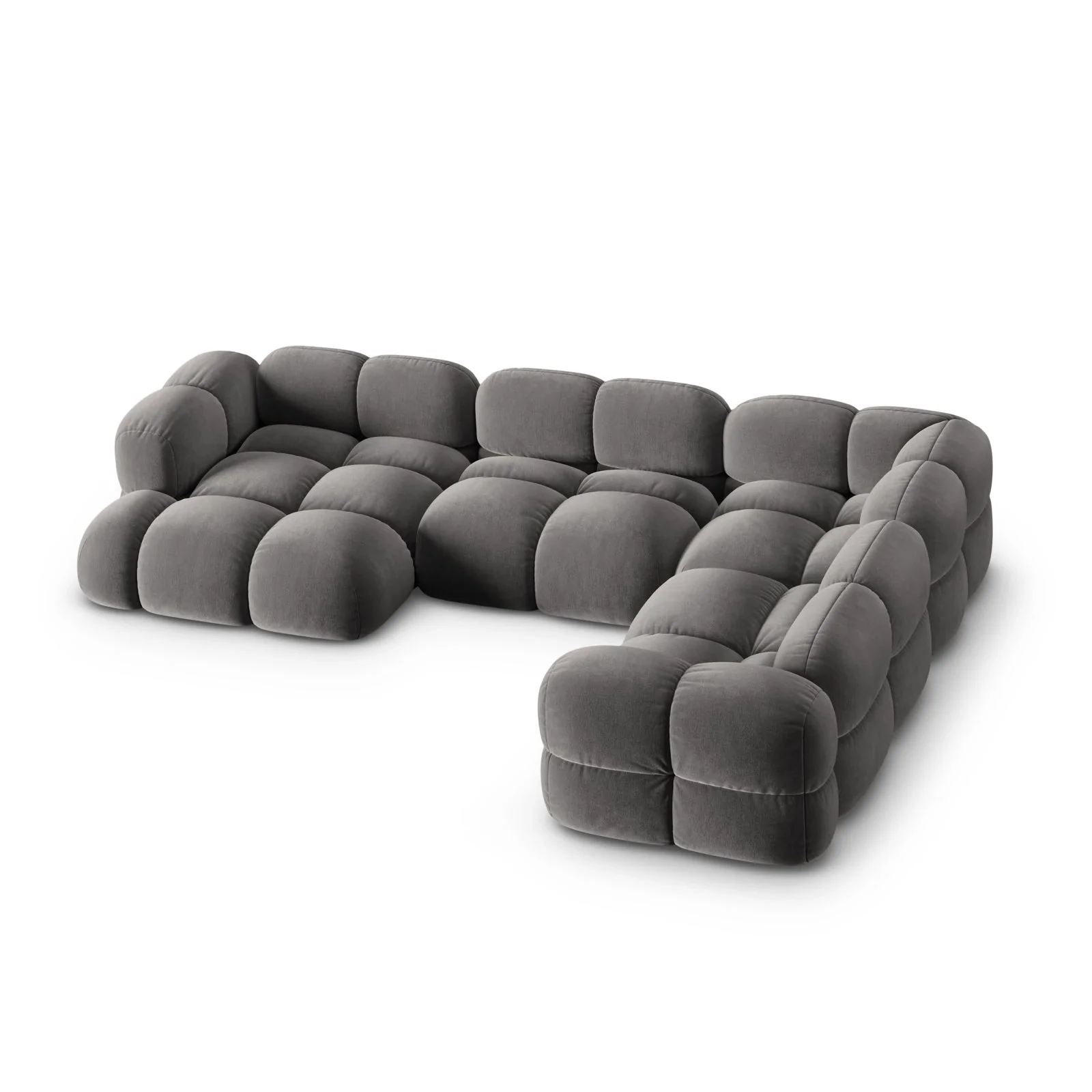 Loretto 5-Sitzer Panorama Ecksofa, Rechte Seite, aus Samt oder Strukturstoff, 345x250x68 cm - Image 34