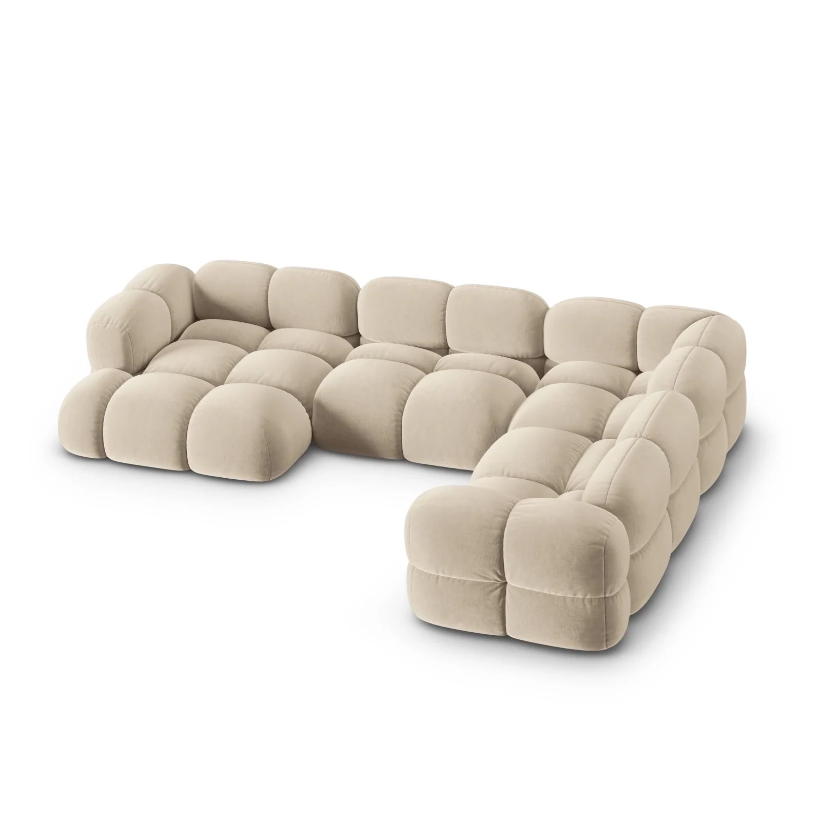 Loretto 5-Sitzer Panorama Ecksofa, Rechte Seite, aus Samt oder Strukturstoff, 345x250x68 cm - Image 4