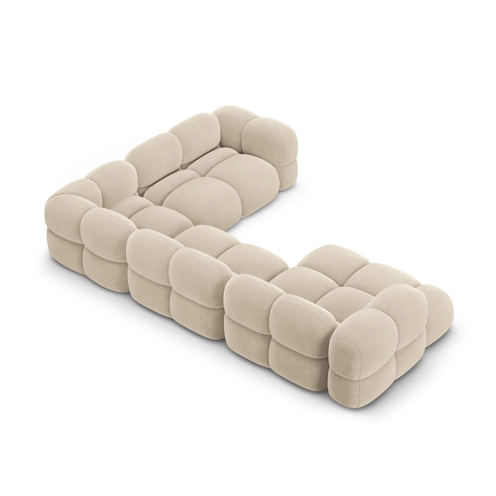 Loretto 5-Sitzer Panorama Ecksofa, Rechte Seite, aus Samt oder Strukturstoff, 345x250x68 cm - Image 5
