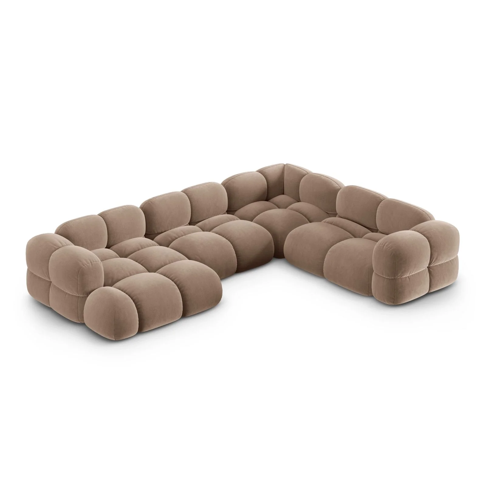 Loretto 5-Sitzer Panorama Ecksofa, Rechte Seite, aus Samt oder Strukturstoff, 345x250x68 cm - Image 7