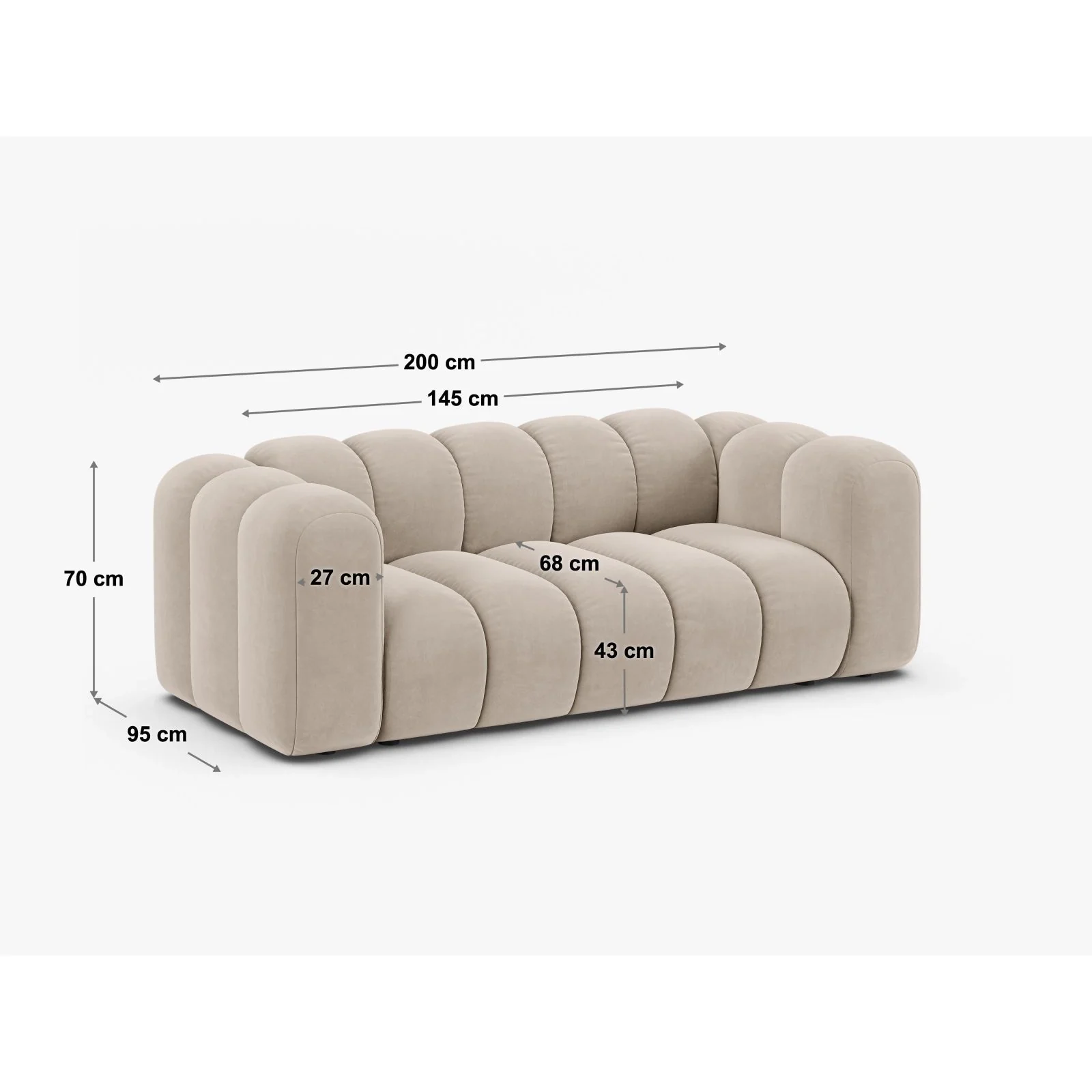 Lupine 2-Sitzer Sofa aus Samt, Boucle oder Chenille, 200x95 cm - Image 17
