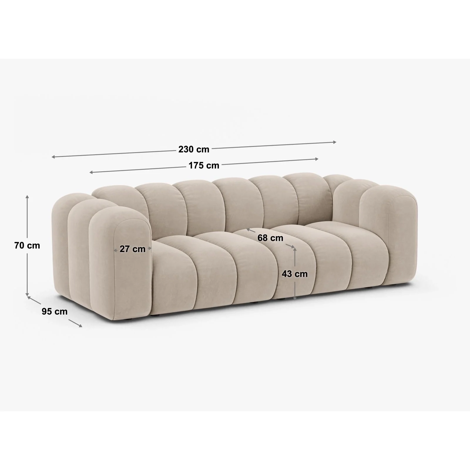 Lupine 3-Sitzer Sofa aus Samt, Chenille oder Boucle, 230x95 cm - Image 104