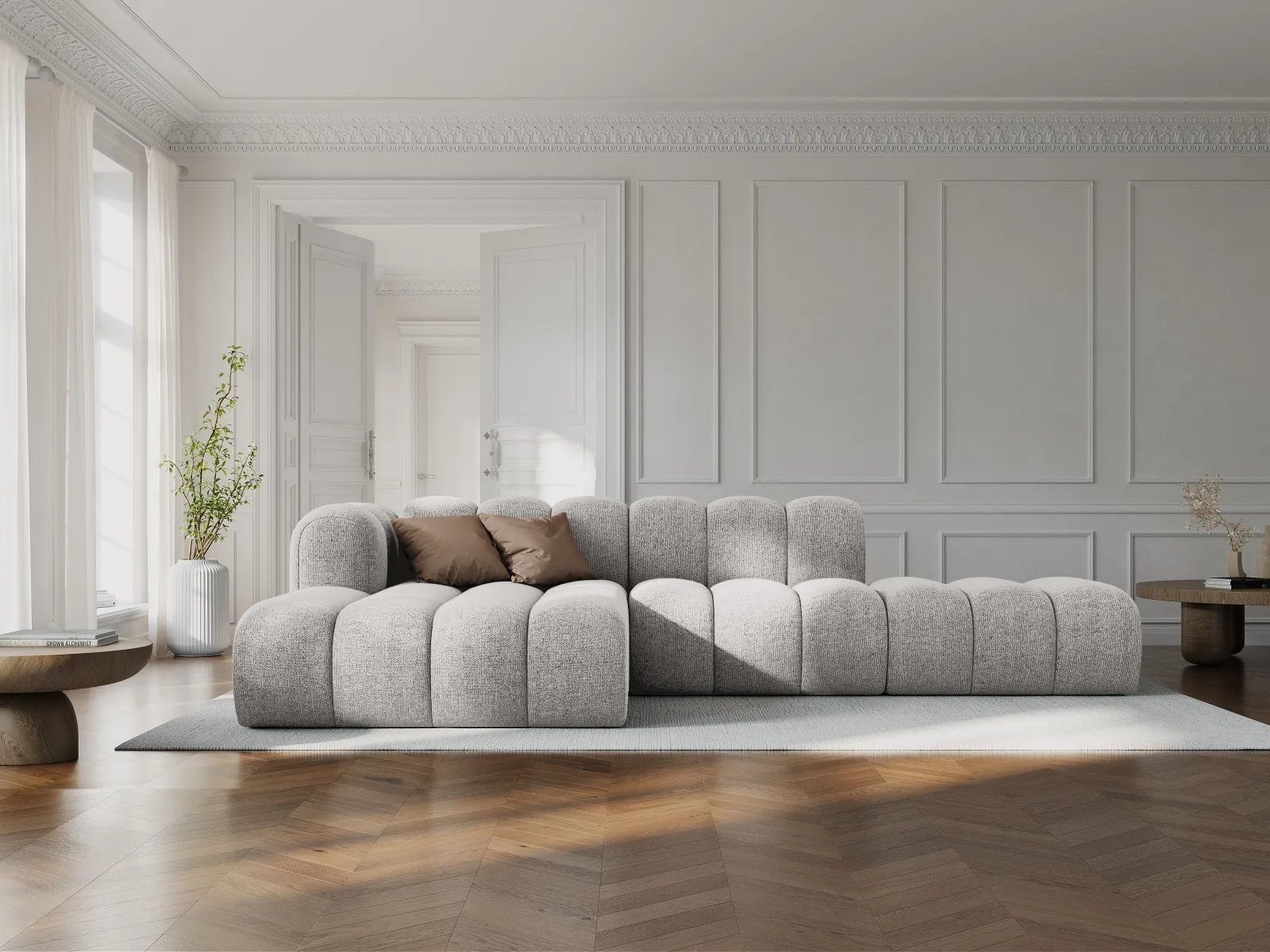 Lupine Modulares 5-Sitzer Ecksofa, Linke Seite, aus Samt, Chenille oder Boucle, 299x177 cm - Image 108