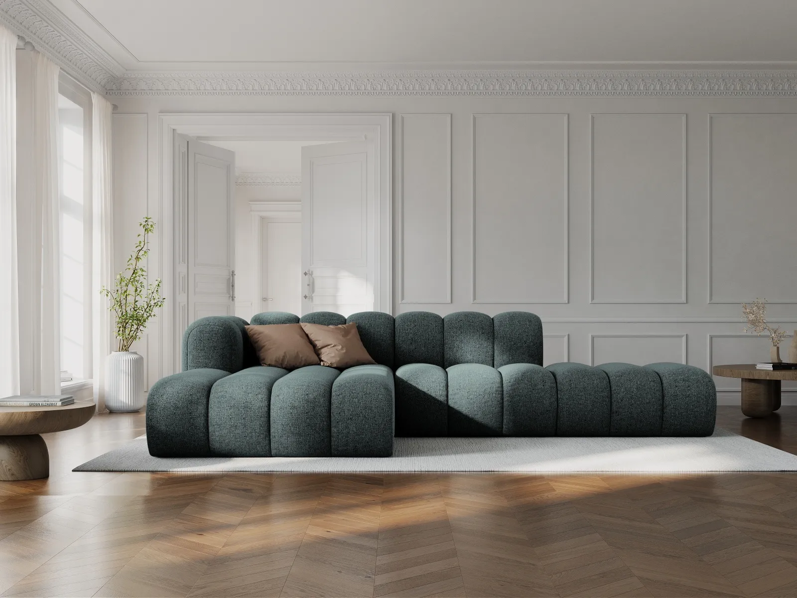 Lupine Modulares 5-Sitzer Ecksofa, Linke Seite, aus Samt, Chenille oder Boucle, 299x177 cm - Image 115