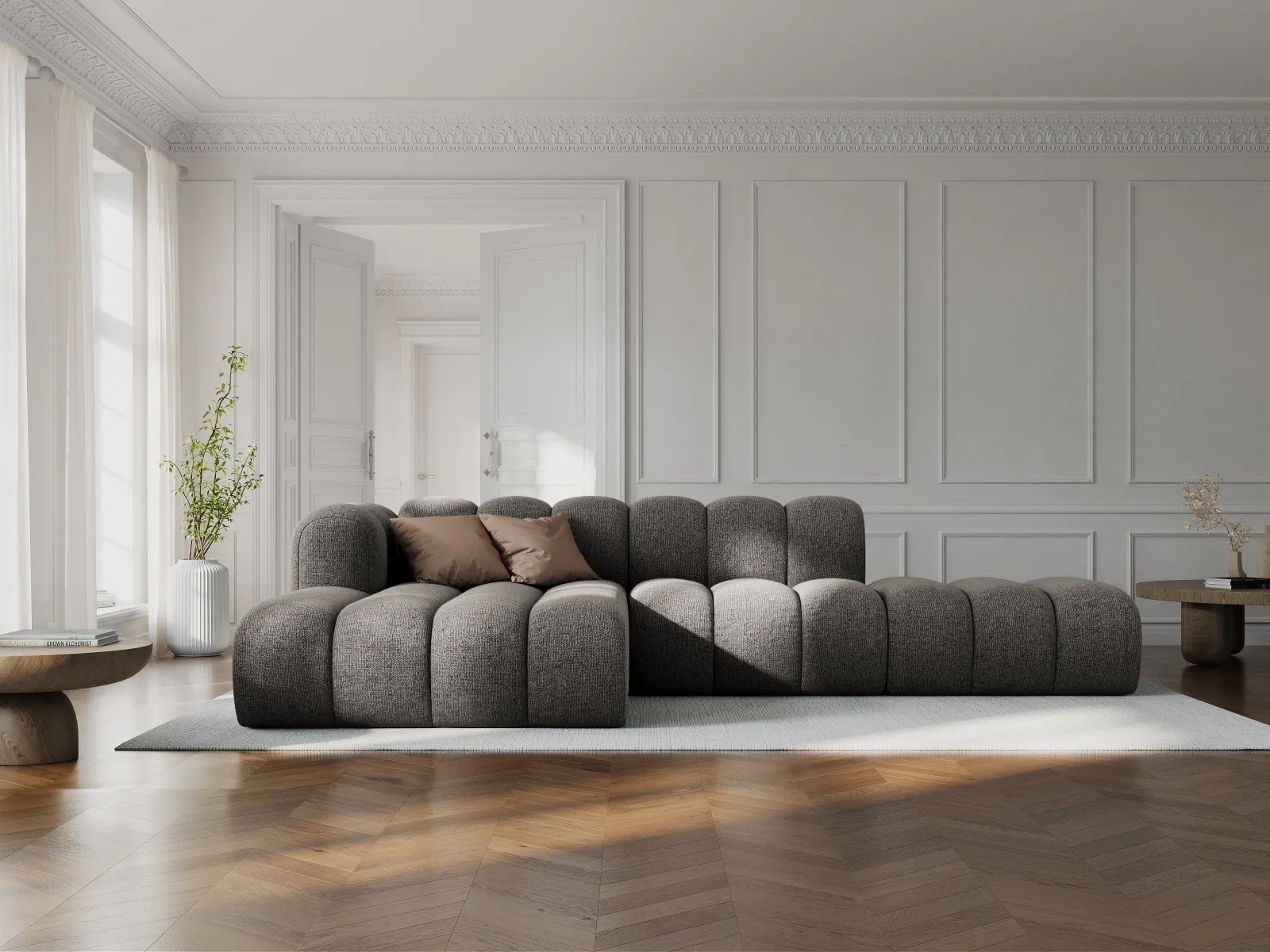 Lupine Modulares 5-Sitzer Ecksofa, Linke Seite, aus Samt, Chenille oder Boucle, 299x177 cm - Image 122