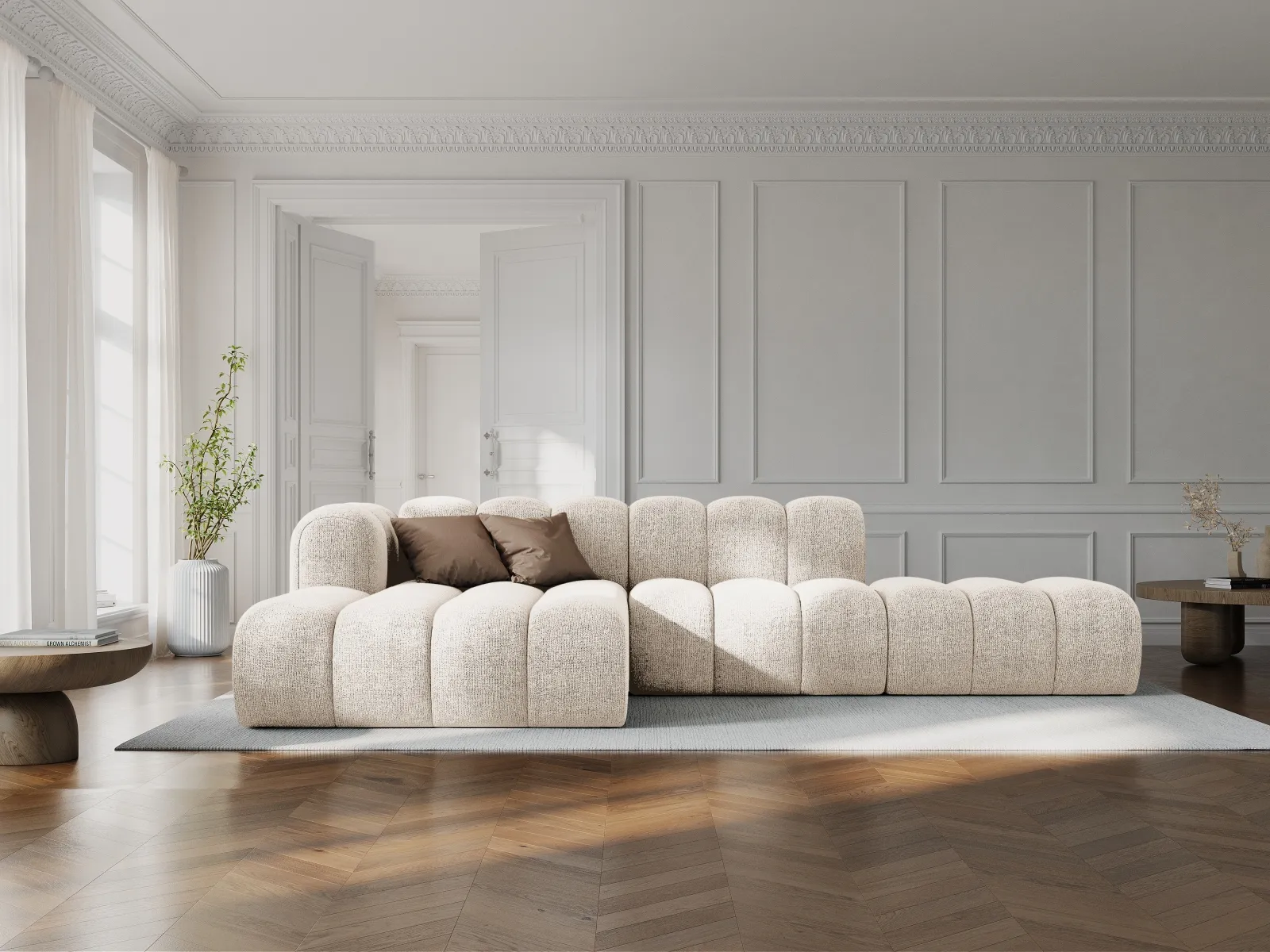 Lupine Modulares 5-Sitzer Ecksofa, Linke Seite, aus Samt, Chenille oder Boucle, 299x177 cm - Image 80