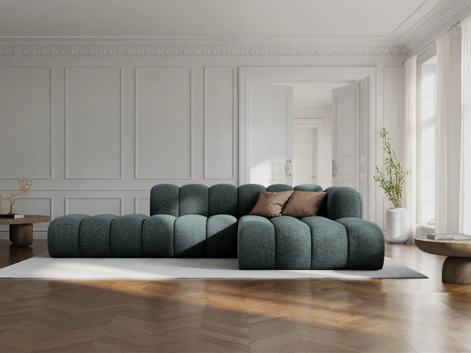 Lupine Modulares 5-Sitzer Ecksofa, Rechte Seite, aus Samt, Chenille oder Boucle, 299x177 cm - Image 115