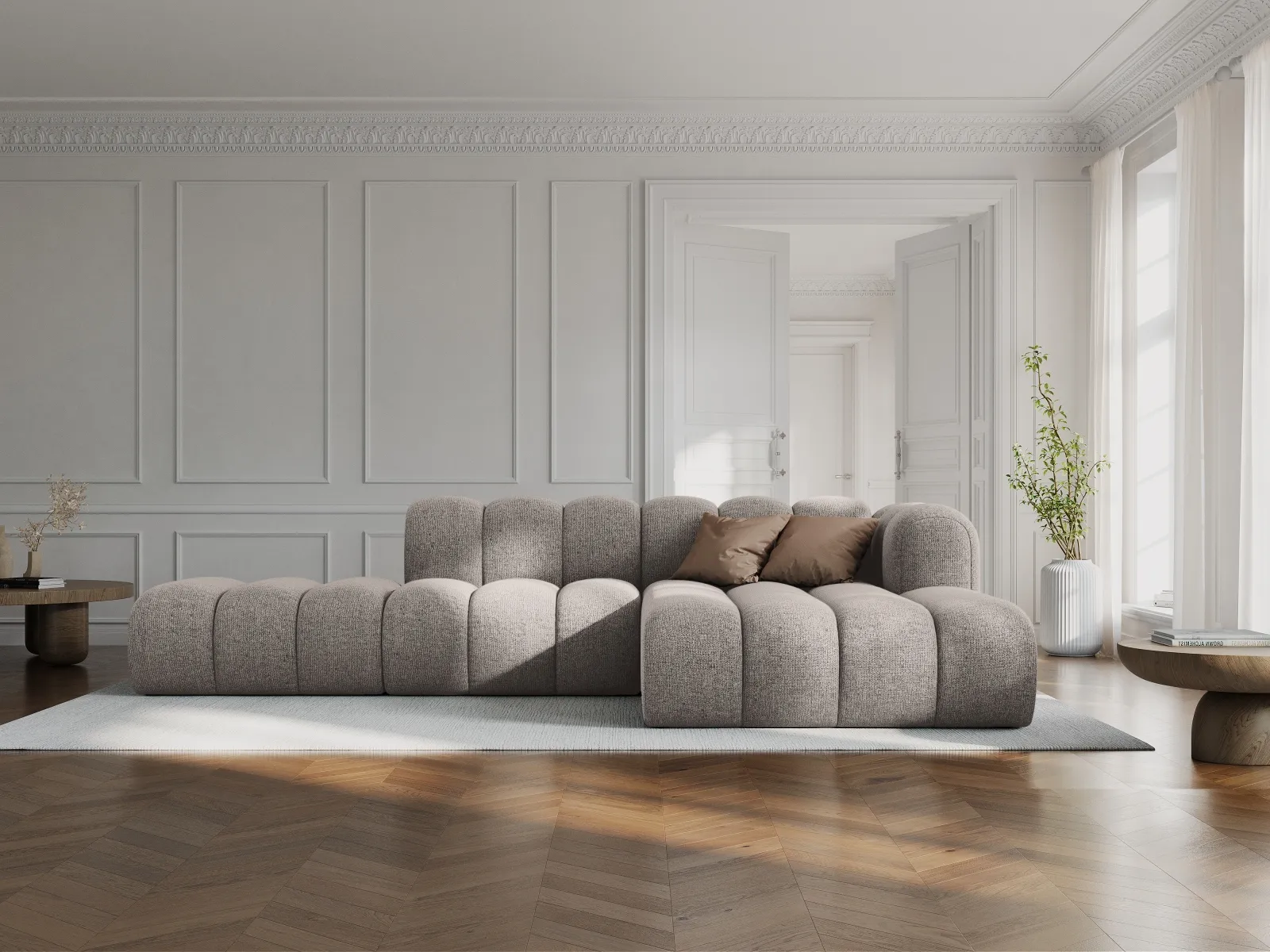 Lupine Modulares 5-Sitzer Ecksofa, Rechte Seite, aus Samt, Chenille oder Boucle, 299x177 cm - Image 87