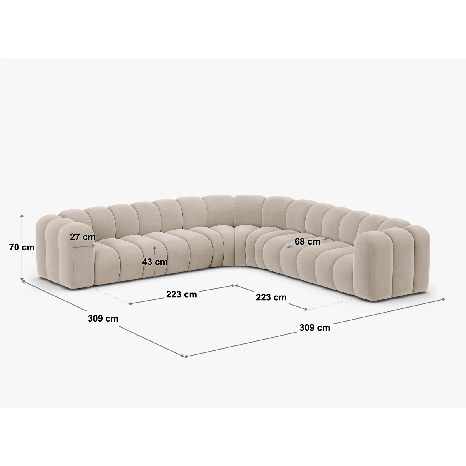 Lupine Modulares 5-Sitzer Ecksofa, Symmetrisch, aus Samt, Chenille oder Boucle, 309x309 cm - Image 92